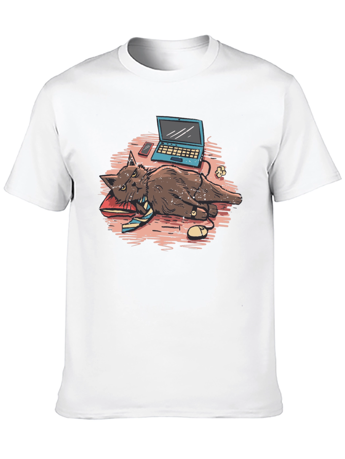 Black Work From Home Cat Graphic Tee view 10