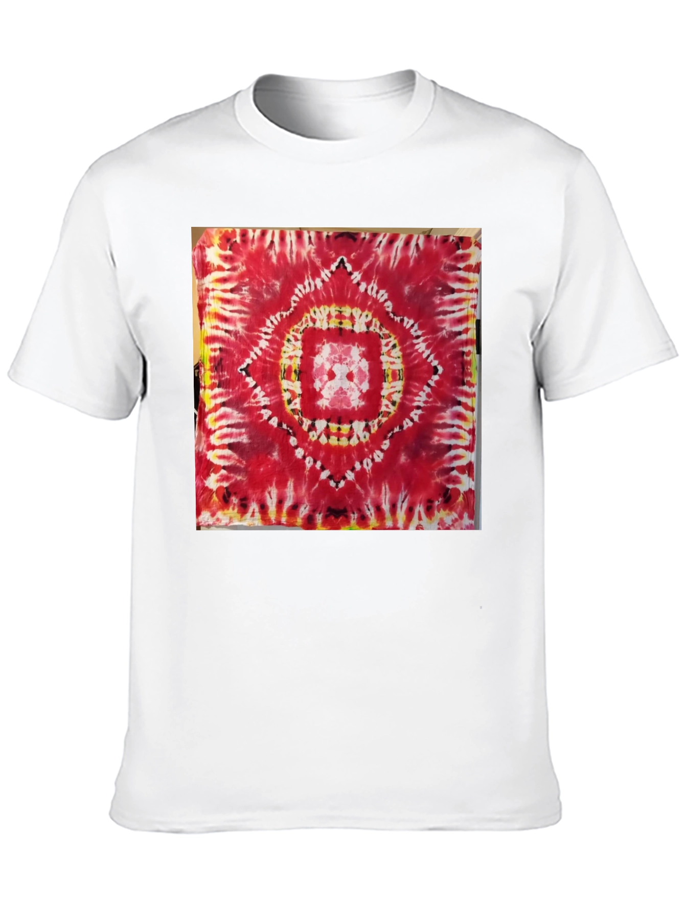 Black Red Tie-Dye Mandala Graphic Tee view 10