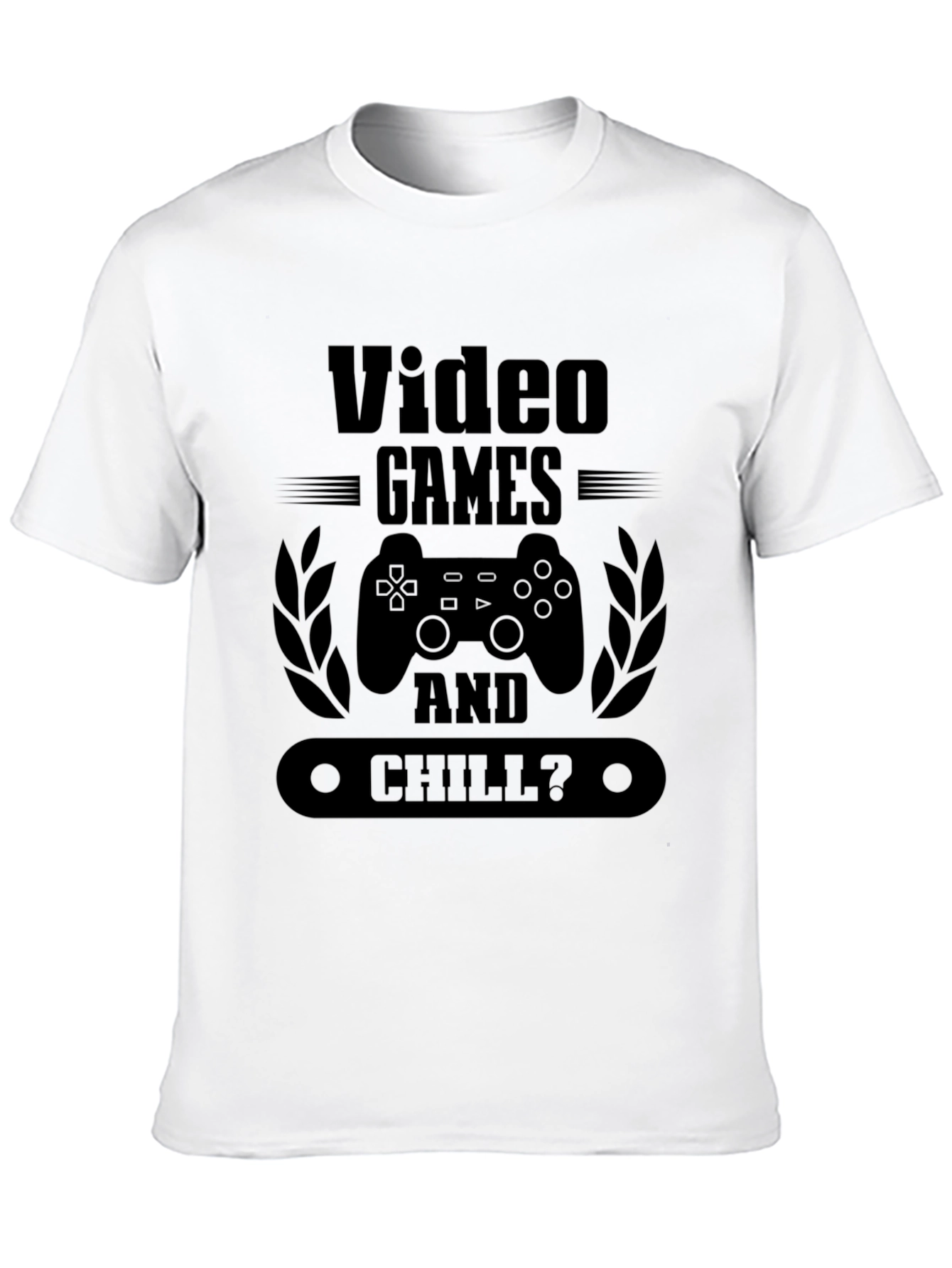 Black Video Games and Chill Men's Black Graphic Tee view 10
