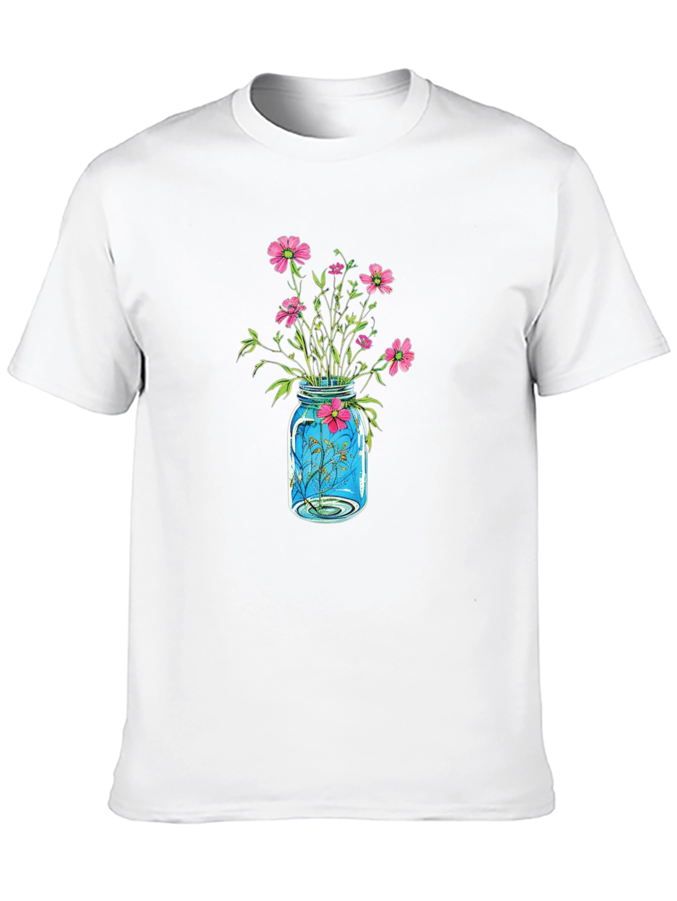 Black Floral Jar Graphic Tee - Black Casual Shirt view 10