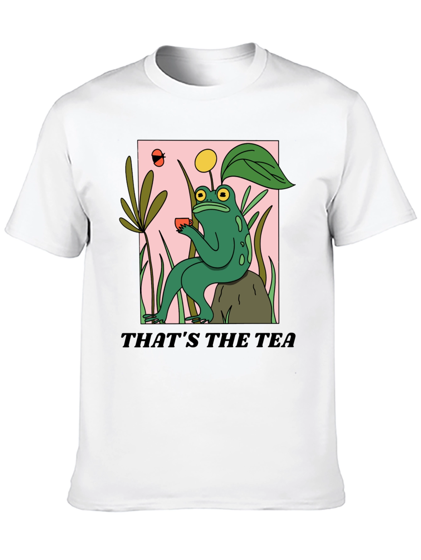 Black Frog Sipping Tea T-Shirt - "That's The Tea" Funny Graphic Tee view 10