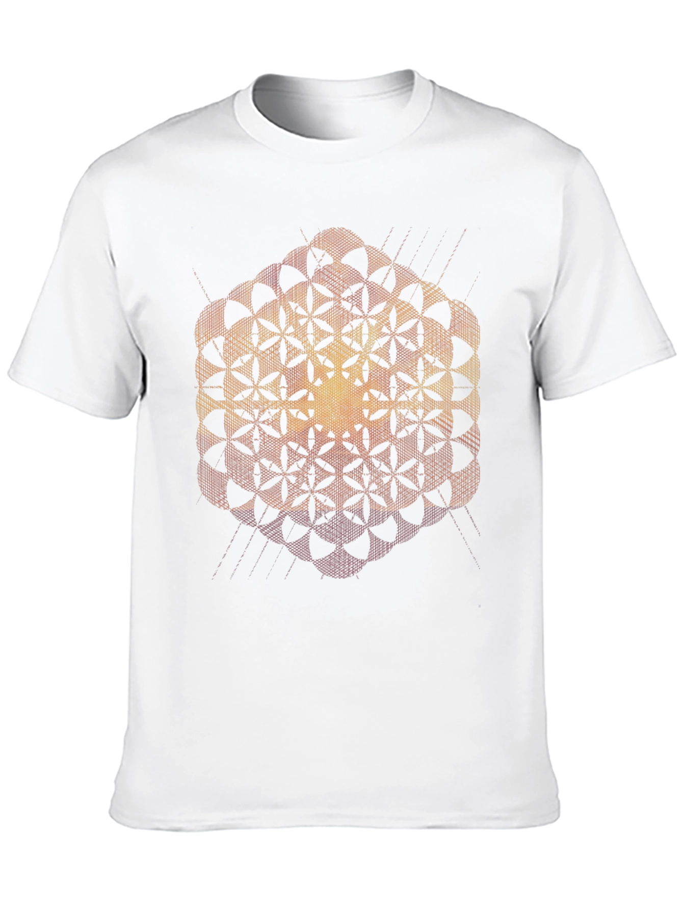 Black Geometric Flower of Life Black T-Shirt view 10