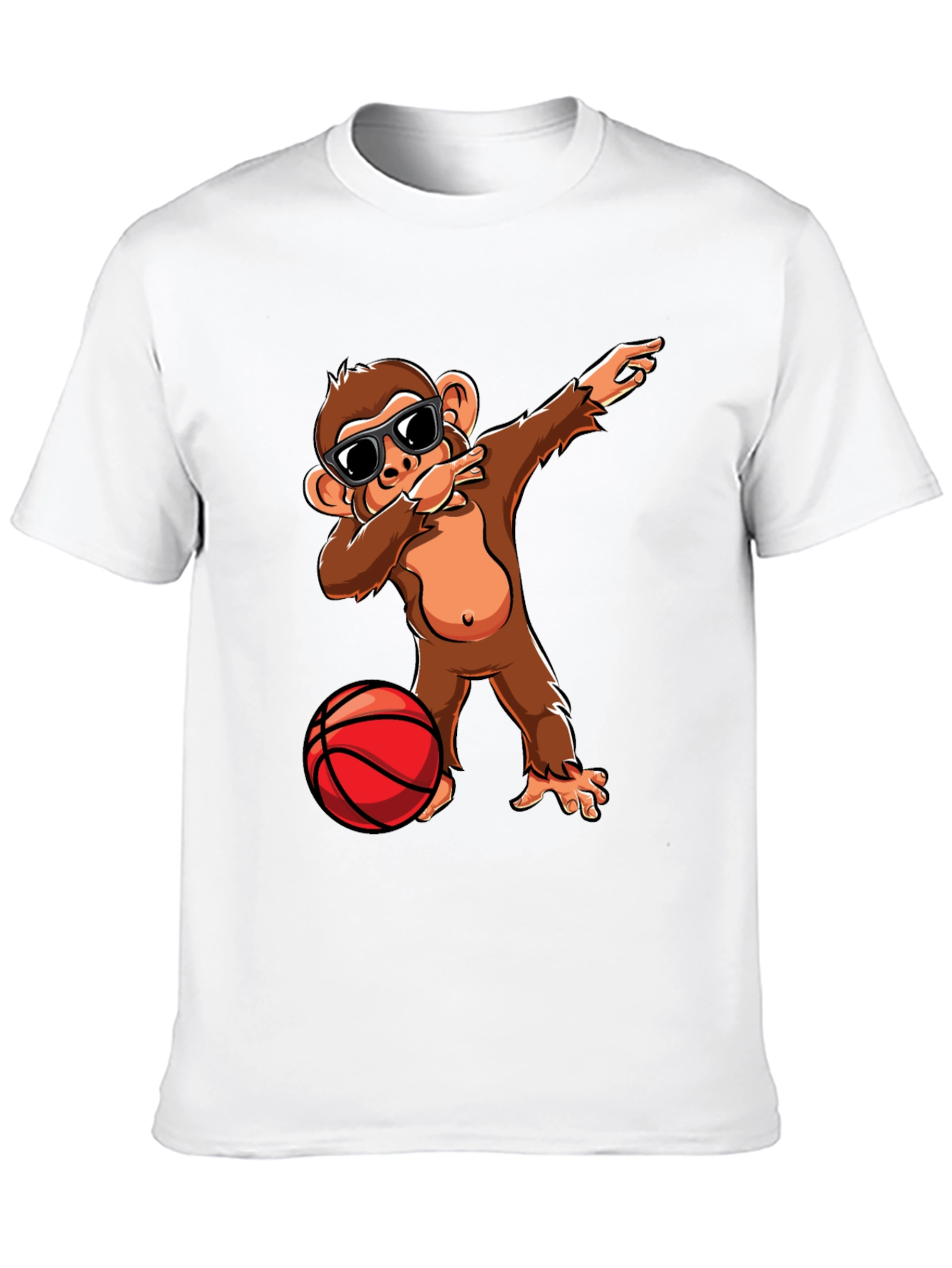 Black Monkey Dabbing with Basketball Graphic Tee view 10