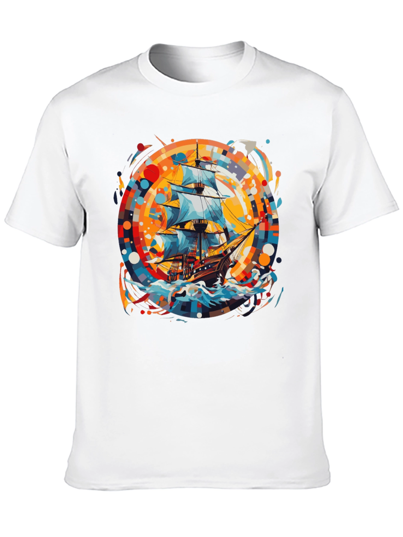 Black Nautical Adventure Tee: Ship Graphic Black Cotton Shirt view 10