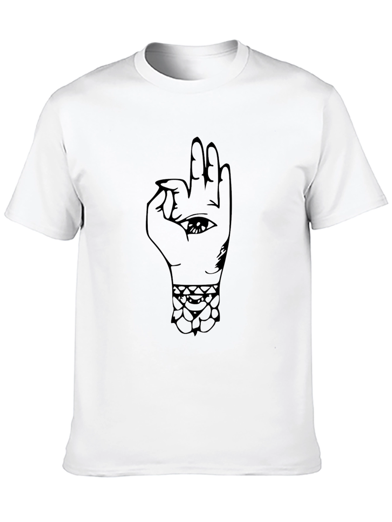 Black Men's Black T-Shirt - Hand Eye Design view 10