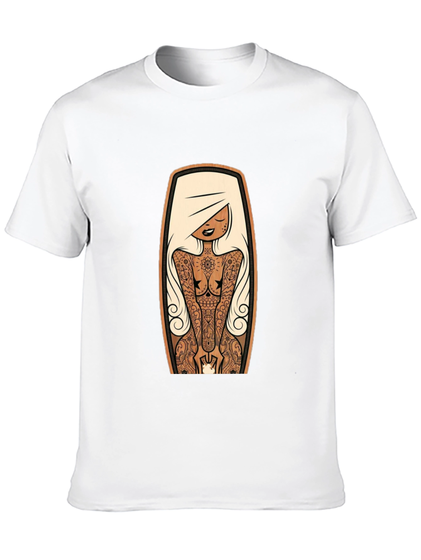 Black Tattooed Lady Graphic Tee - Black Crew Neck view 10