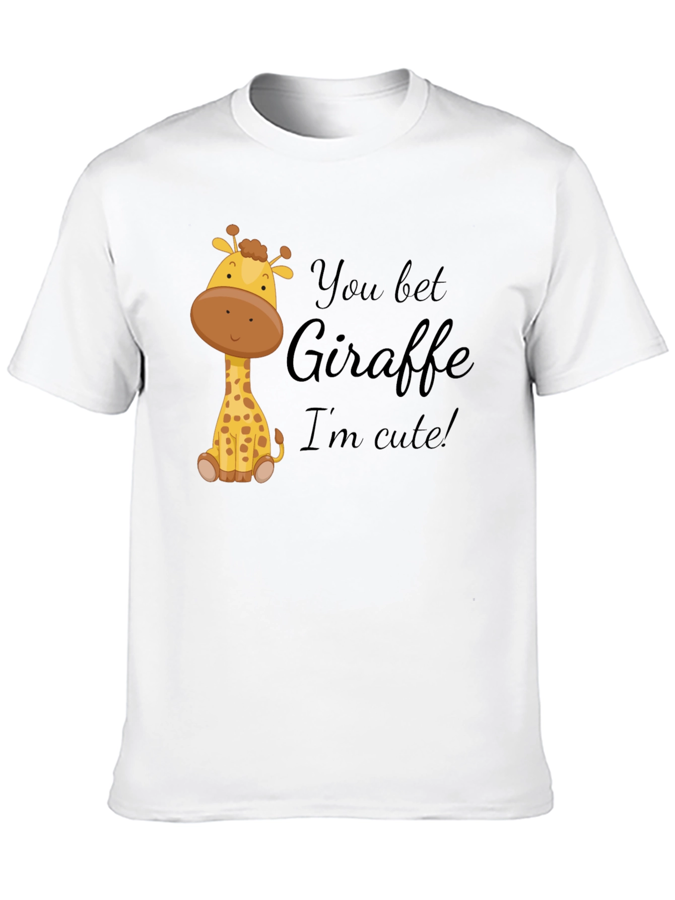 Black You Bet Giraffe I'm Cute! Black Cotton Tee view 10
