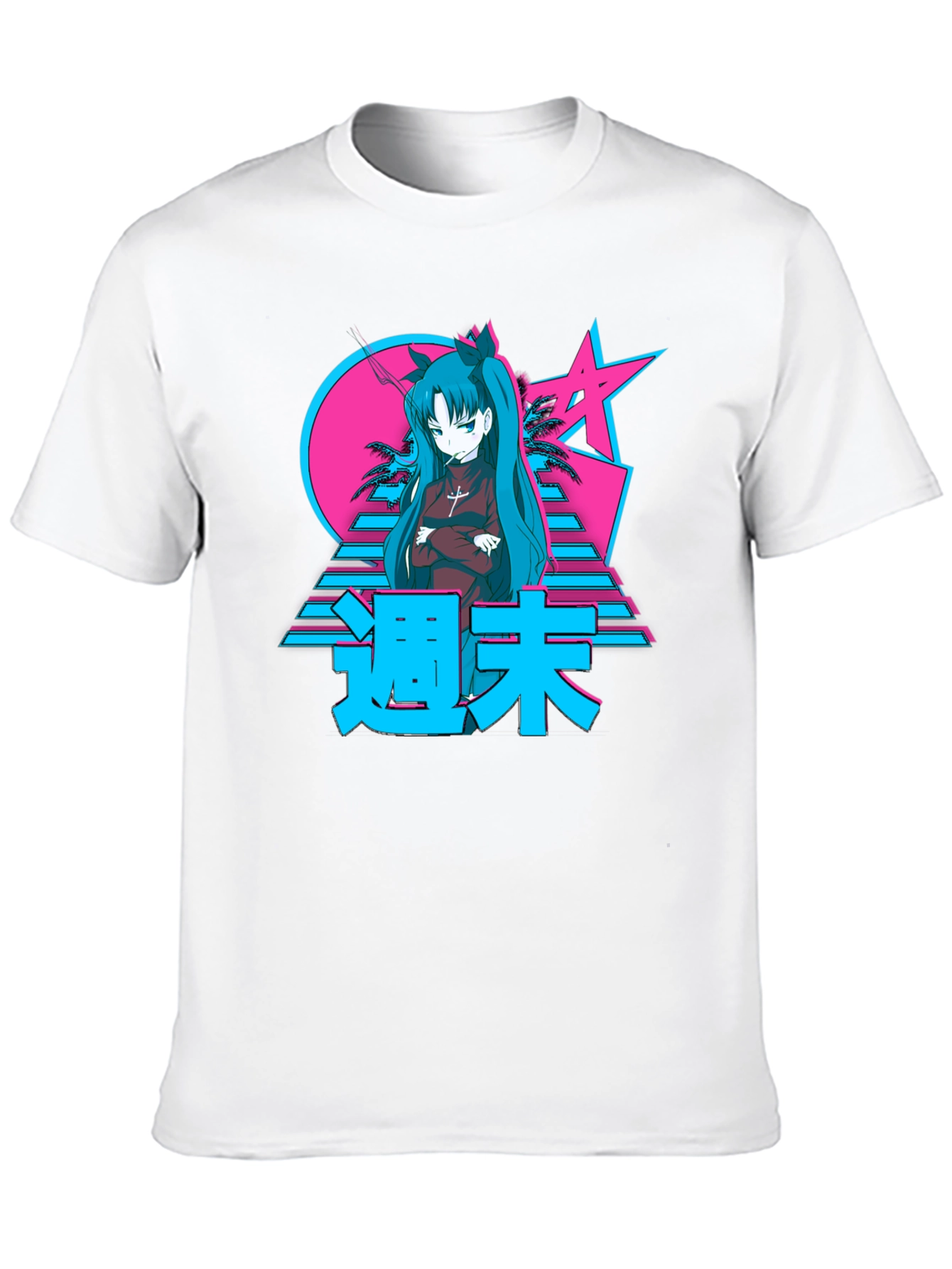 Black Retro Anime Graphic T-Shirt view 10