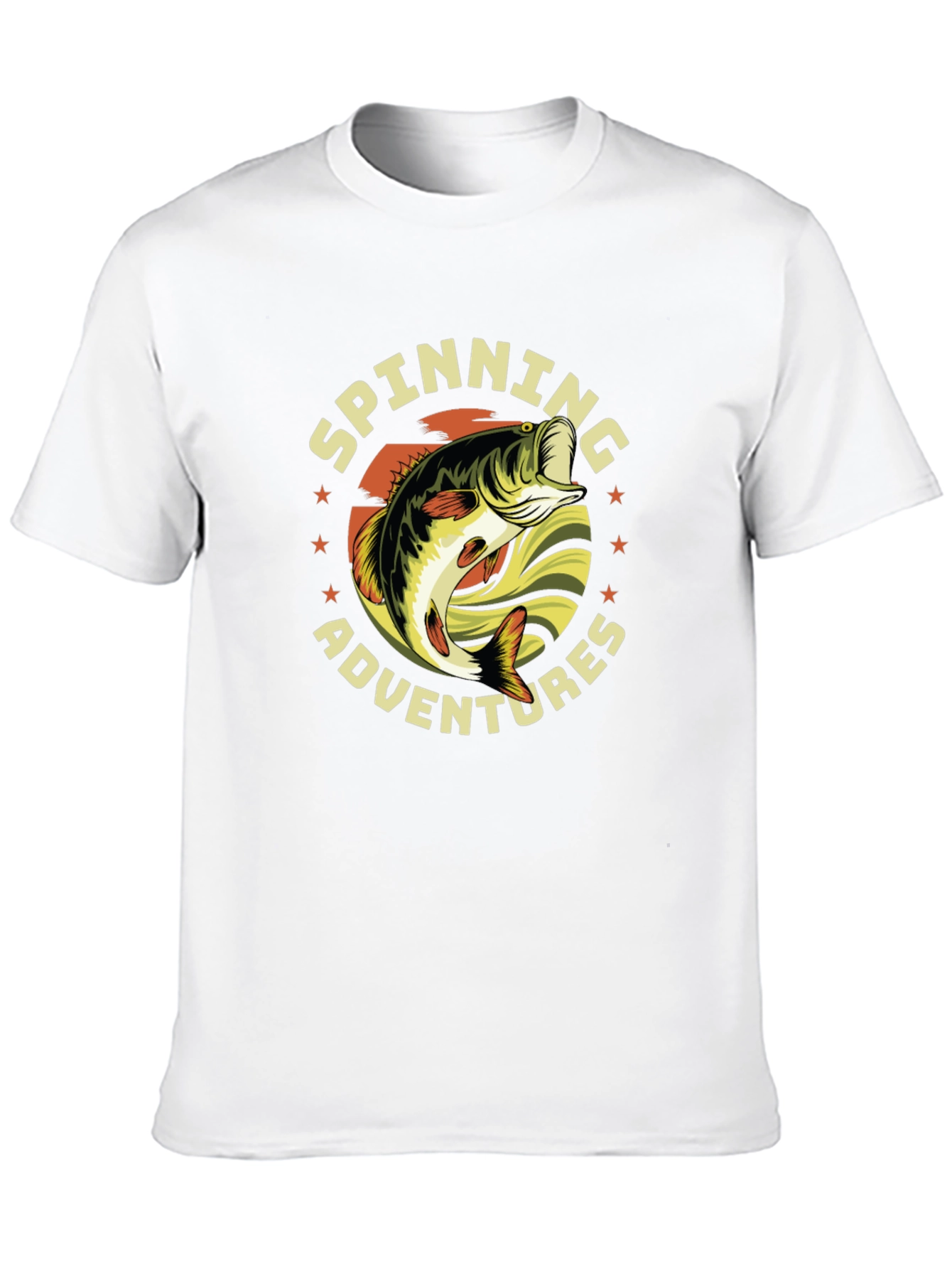 Black Spinning Adventures Fishing T-Shirt view 10