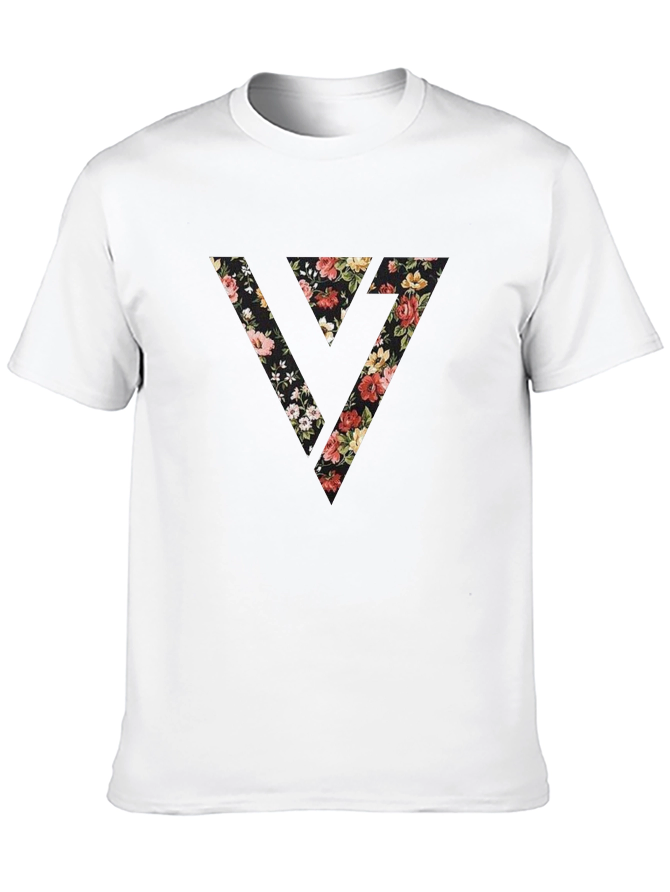 Black Floral Triangle Graphic Black Tee view 10