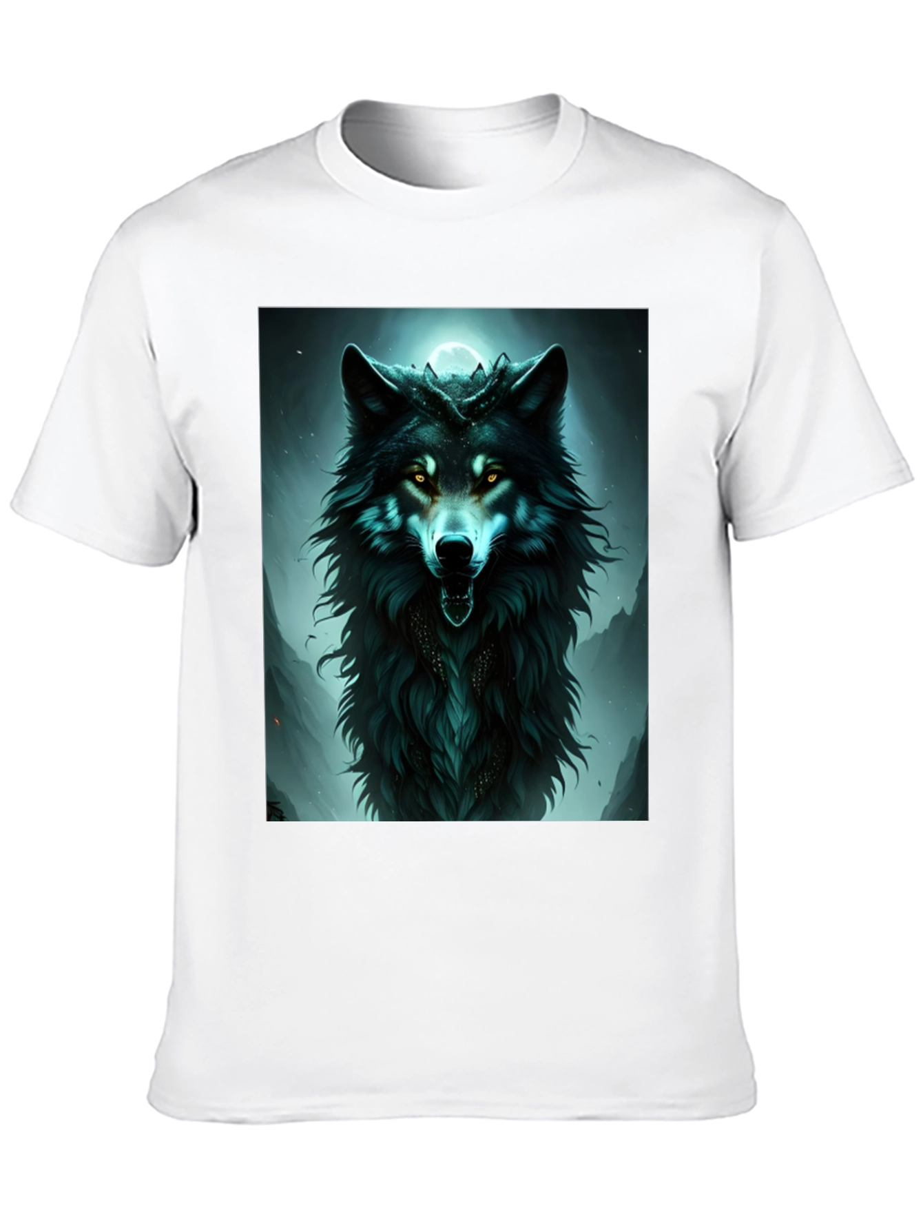 Black Mystic Wolf Graphic Tee - Black Cotton Comfort view 10