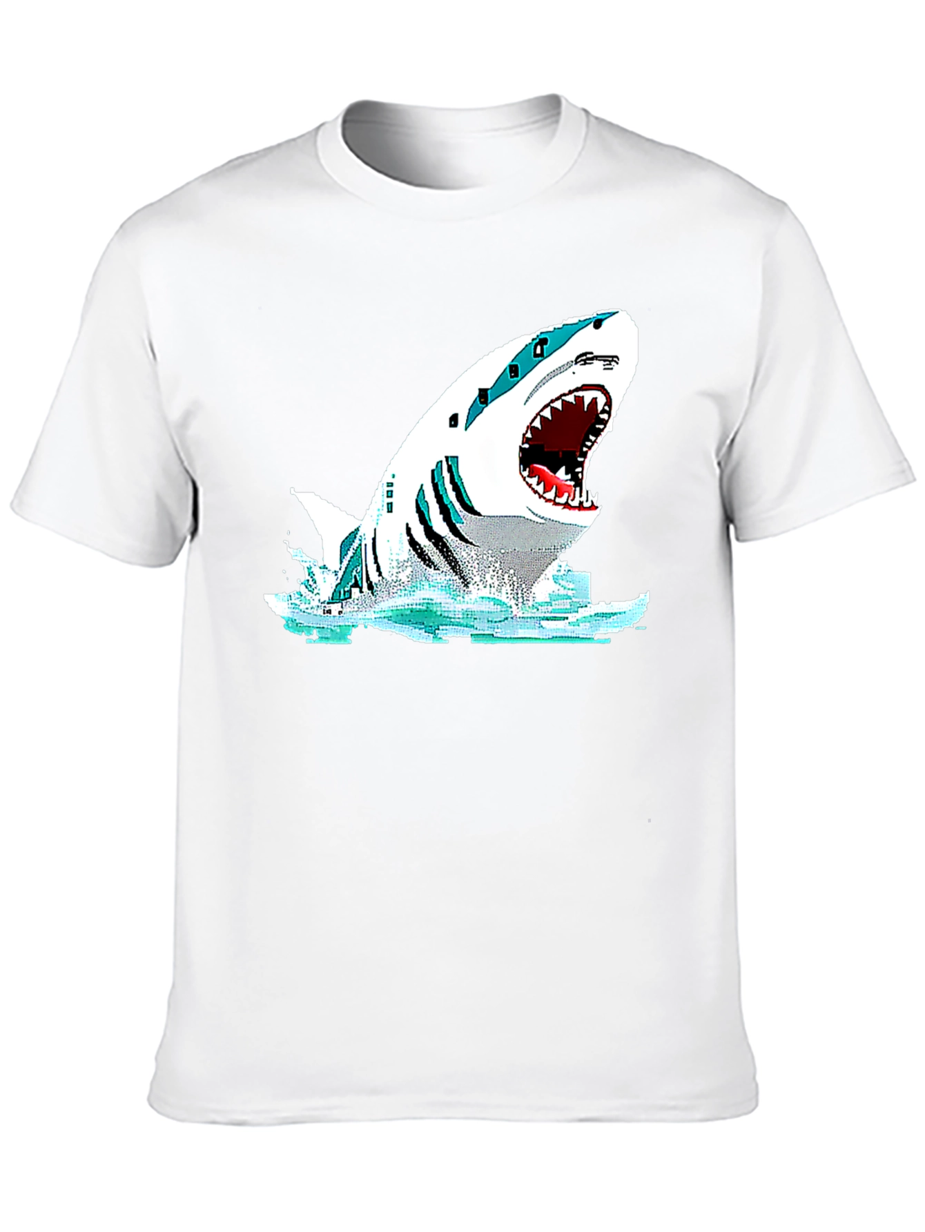Shark Graphic Black T-Shirt - Pixelated Design - 10