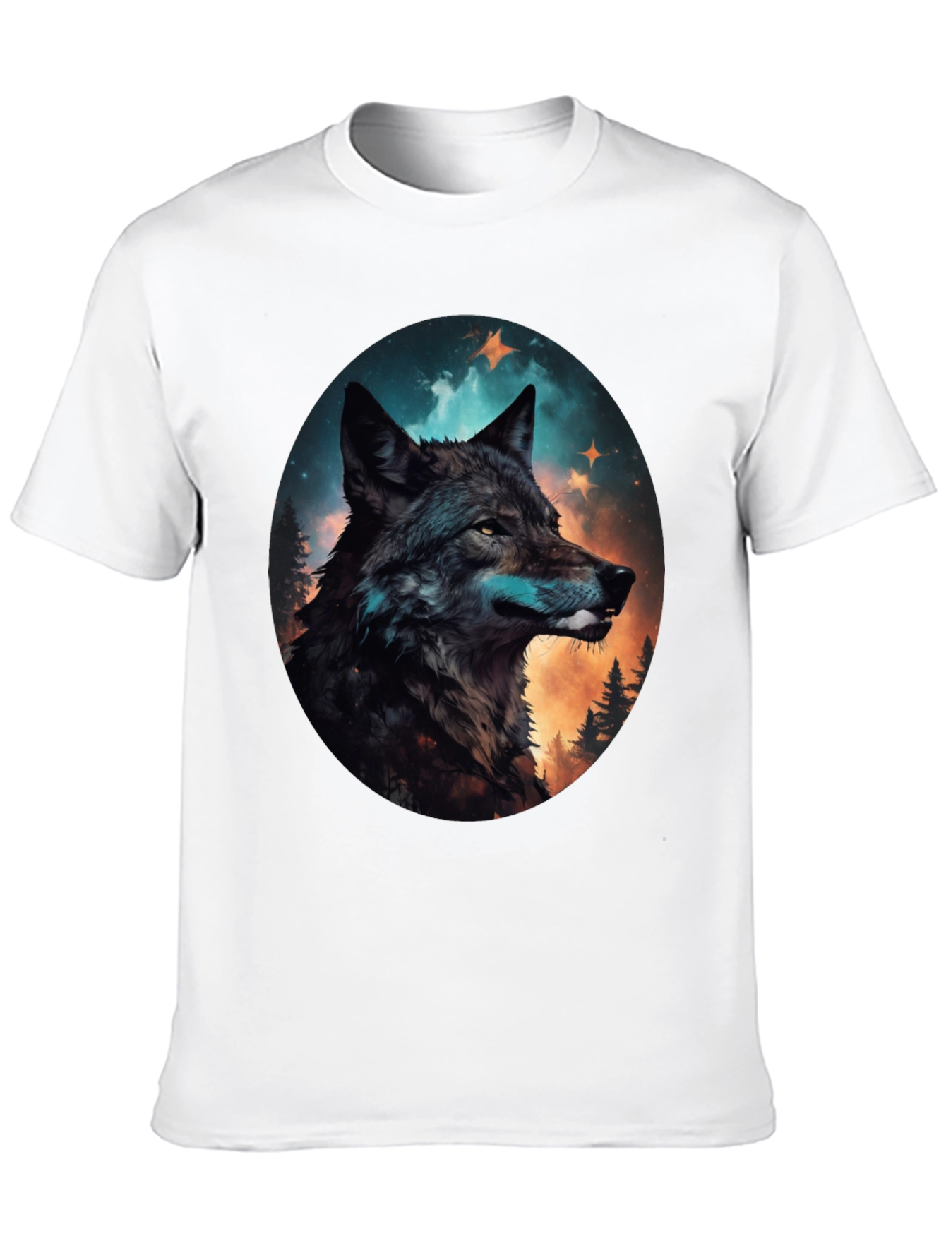 Black Wolf Graphic Print Crew Neck T-Shirt view 10