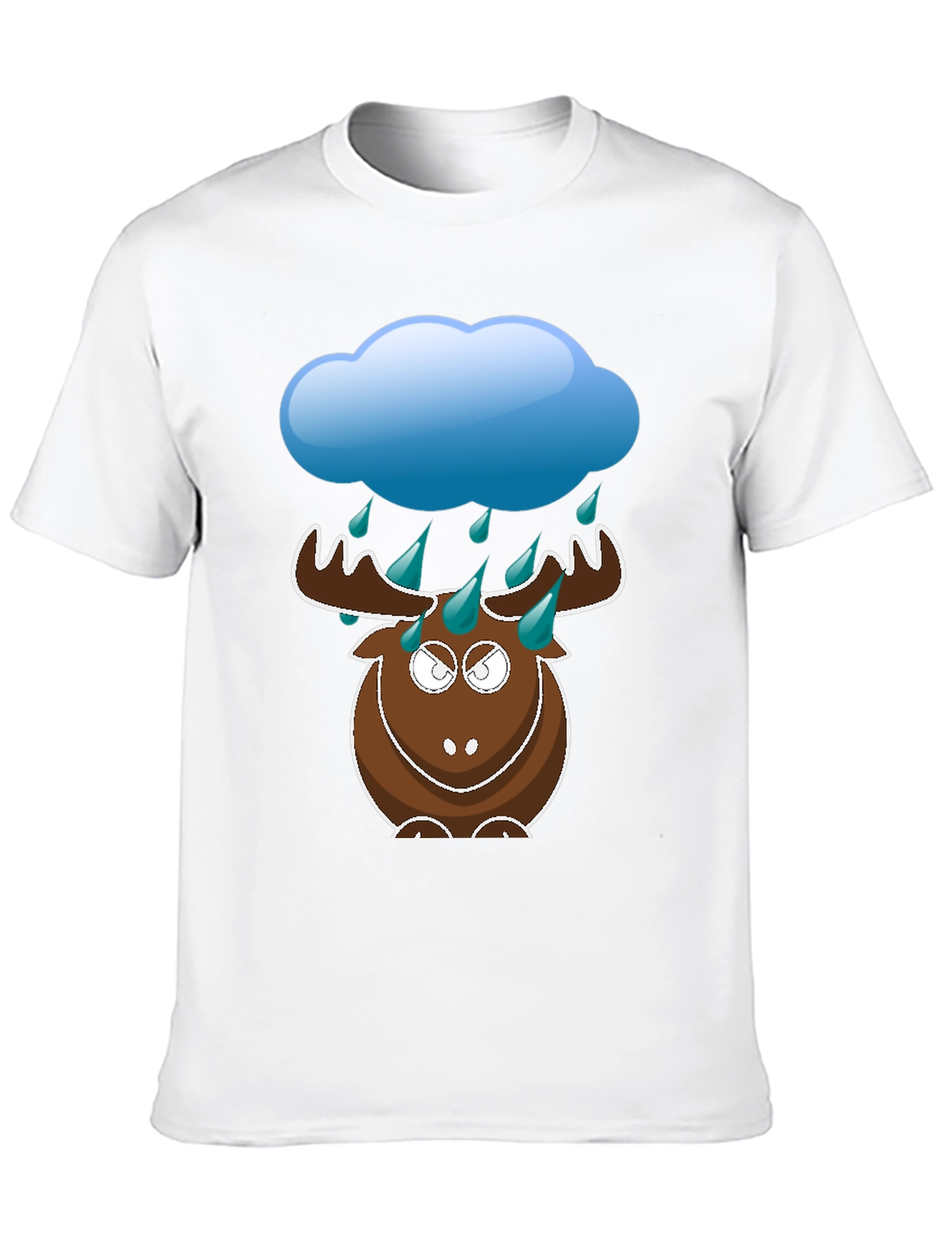 Black Humorous Rainy Moose Black T-Shirt view 10