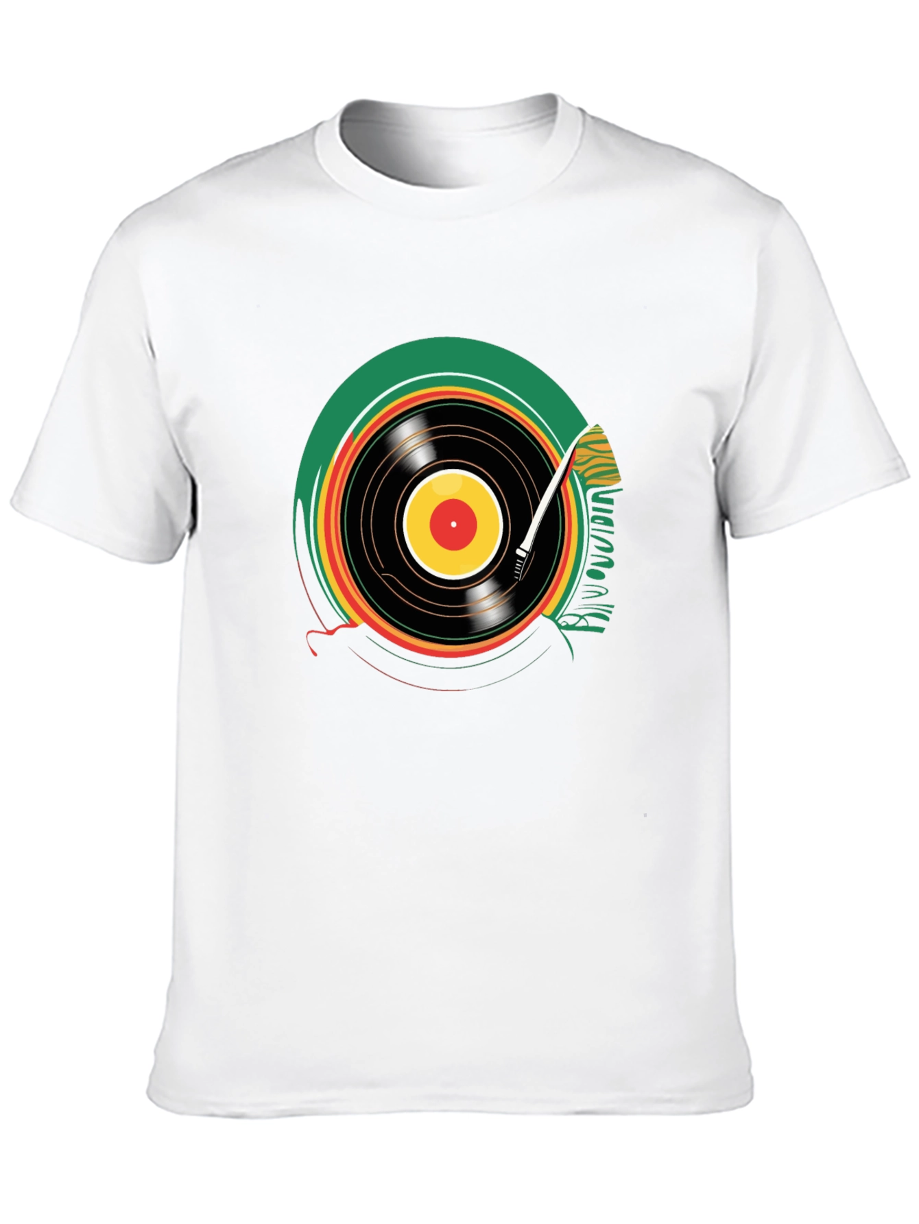 Black Vinyl Record Graphic T-Shirt - Black Crew Neck Tee view 10