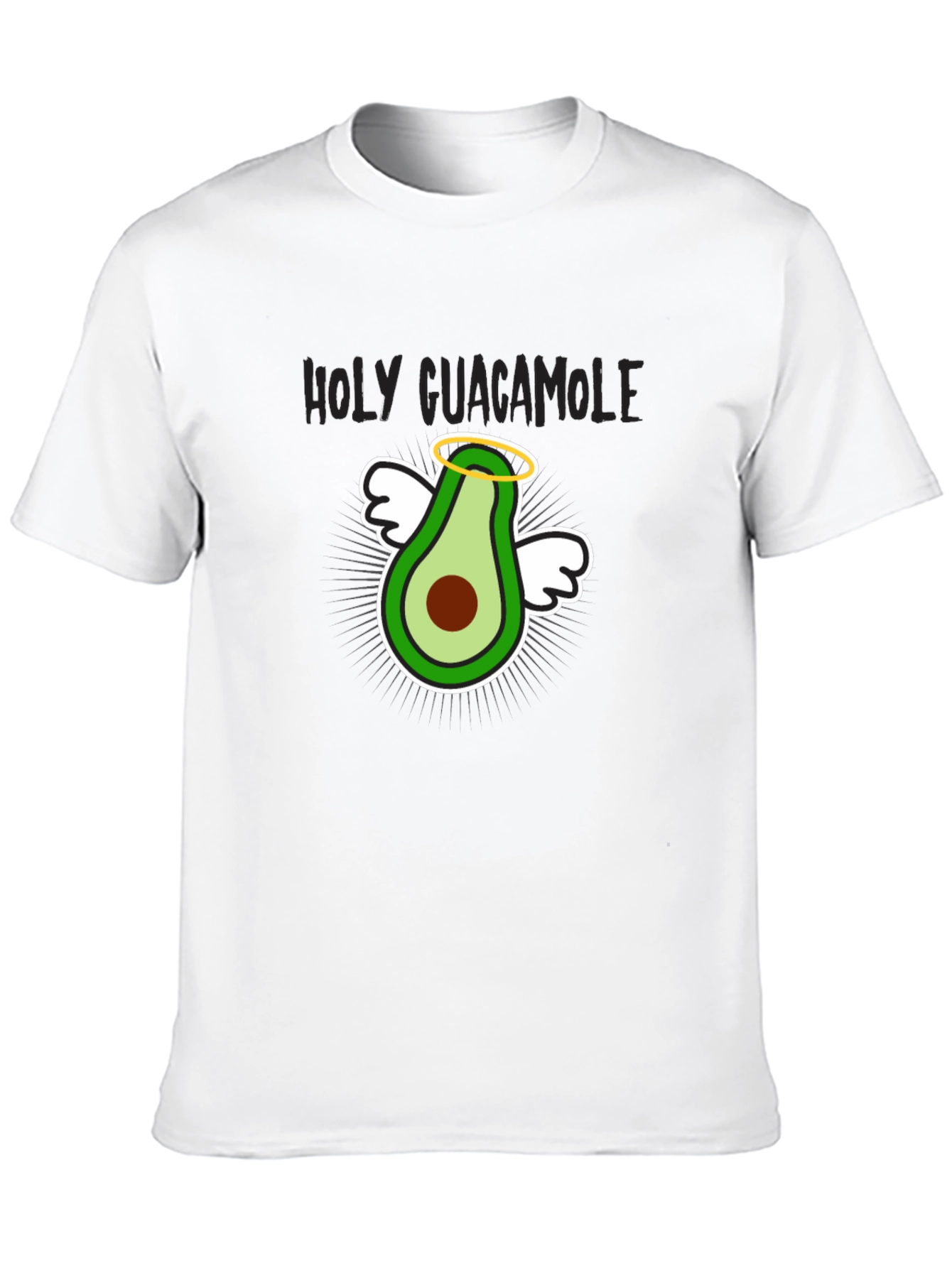 Black Holy Guacamole T-Shirt - Funny Avocado Angel Graphic Tee view 10