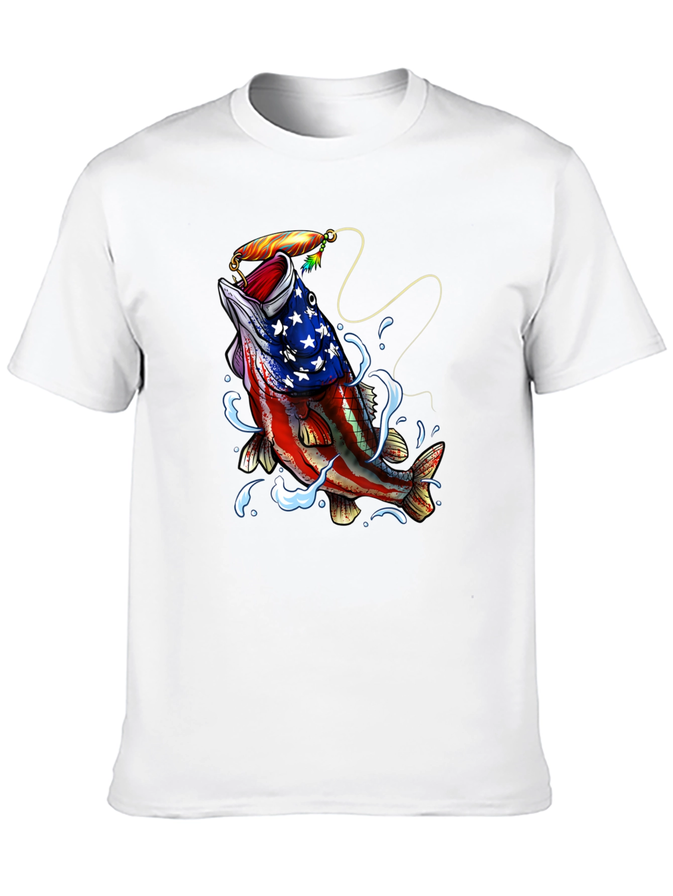 Black American Flag Bass Fishing Graphic T-Shirt view 10