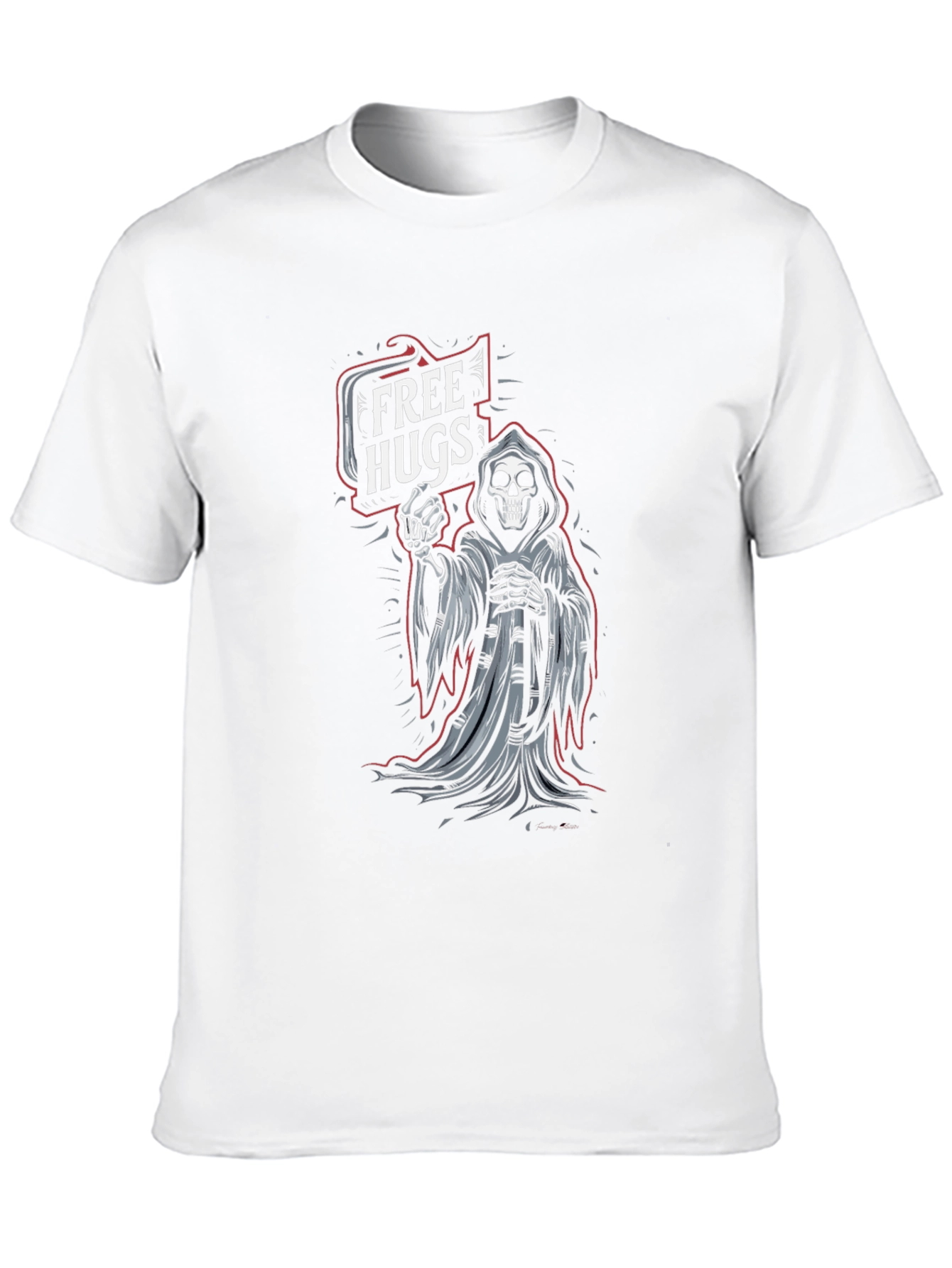 Black Free Hugs Grim Reaper Graphic T-Shirt - Black view 10
