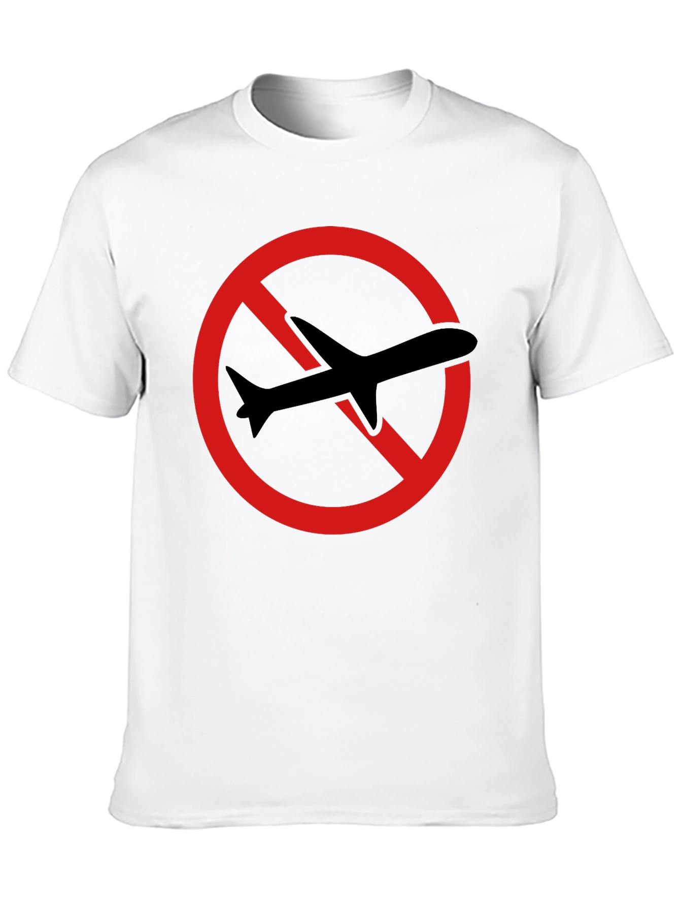 Black No Flying T-Shirt - Black Cotton Tee with Airplane Graphic view 10