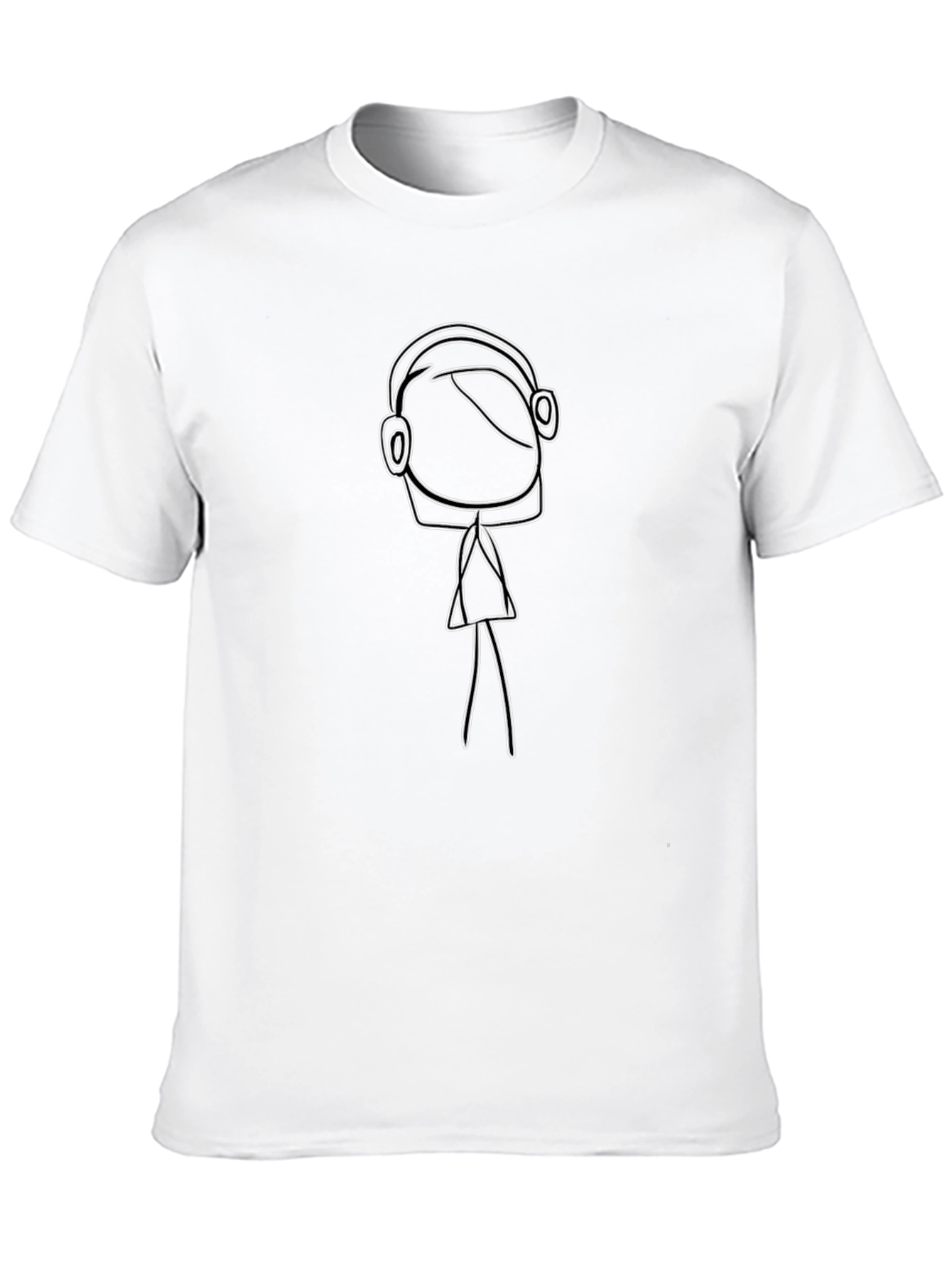 Black Cool Cartoon Stick Figure DJ Black T-Shirt view 10