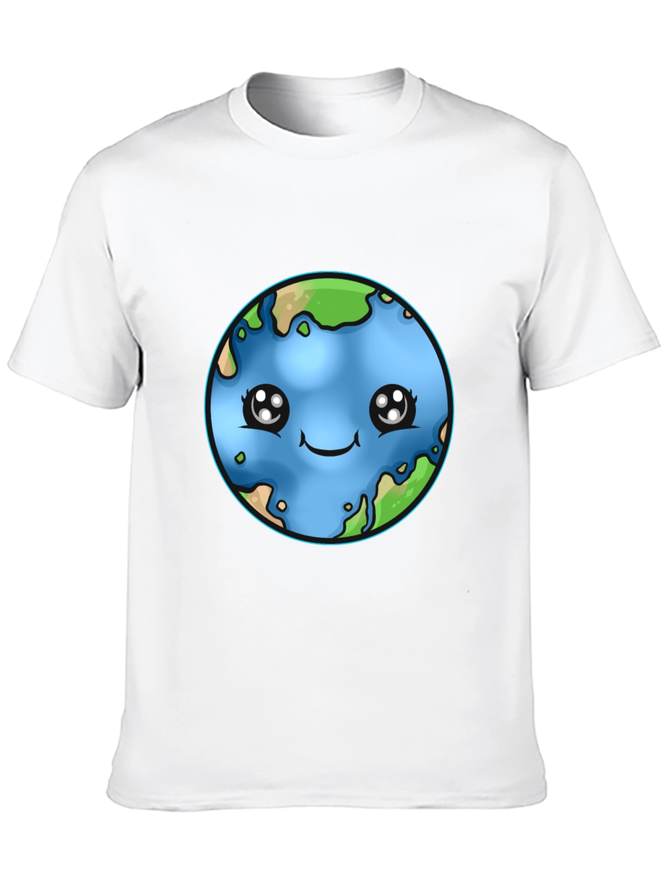 Black Cute Earth Kawaii T-Shirt view 10