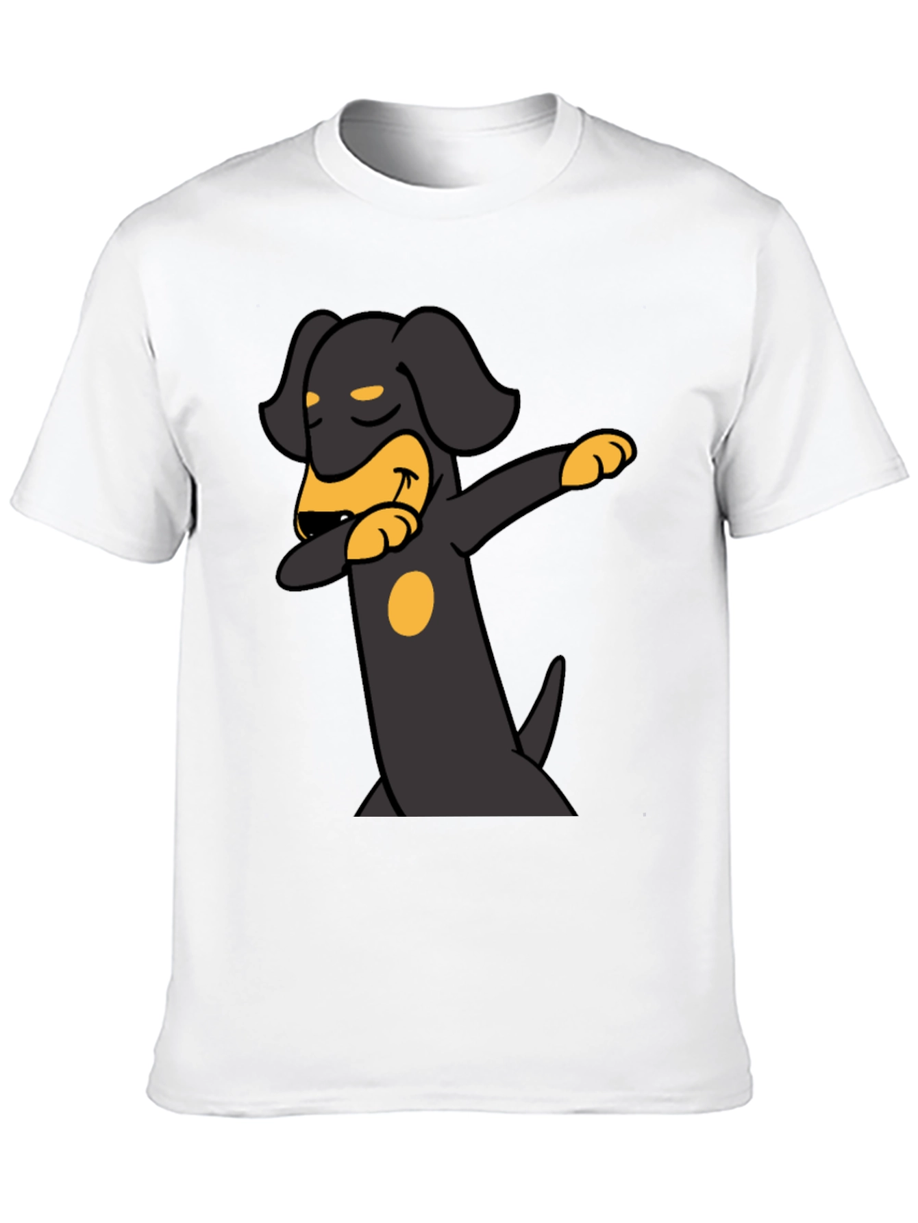 Black Dachshund Dabbing Graphic Tee - Black Cotton Blend view 10