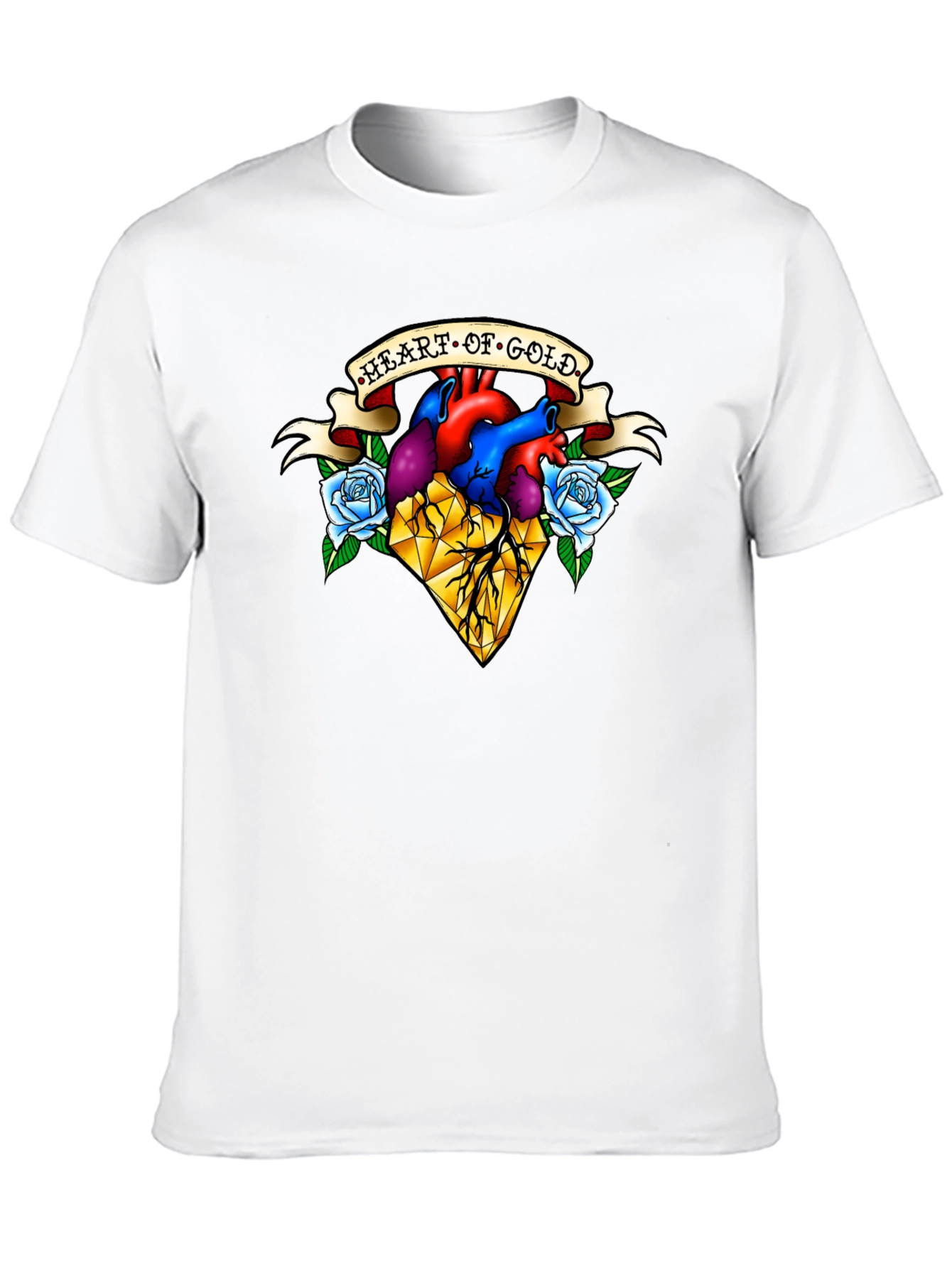 Black Heart of Gold Graphic T-Shirt - Unique Tattoo Style Design view 10