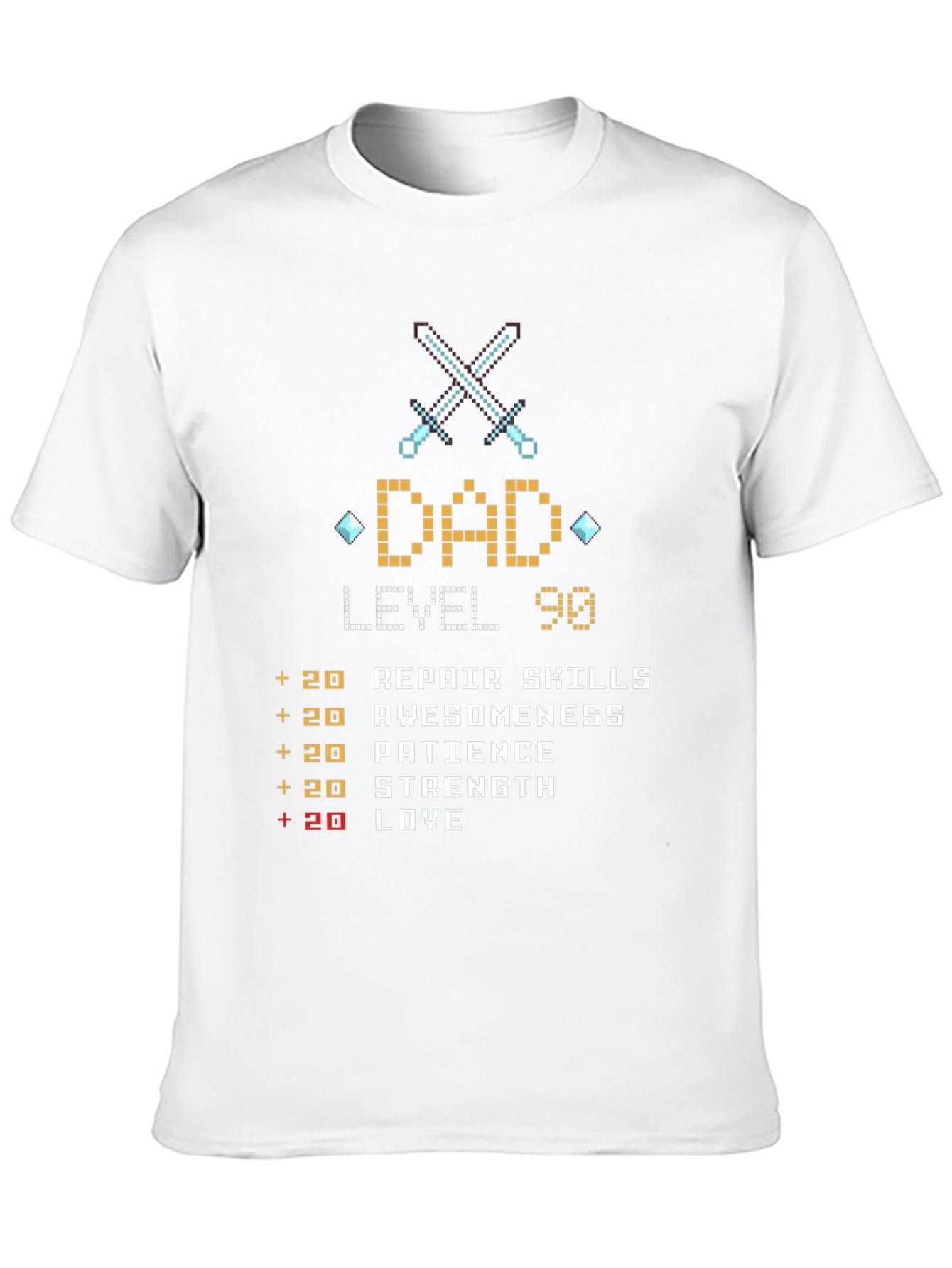 Black Dad Level 90 Pixel Art Black T-Shirt view 10