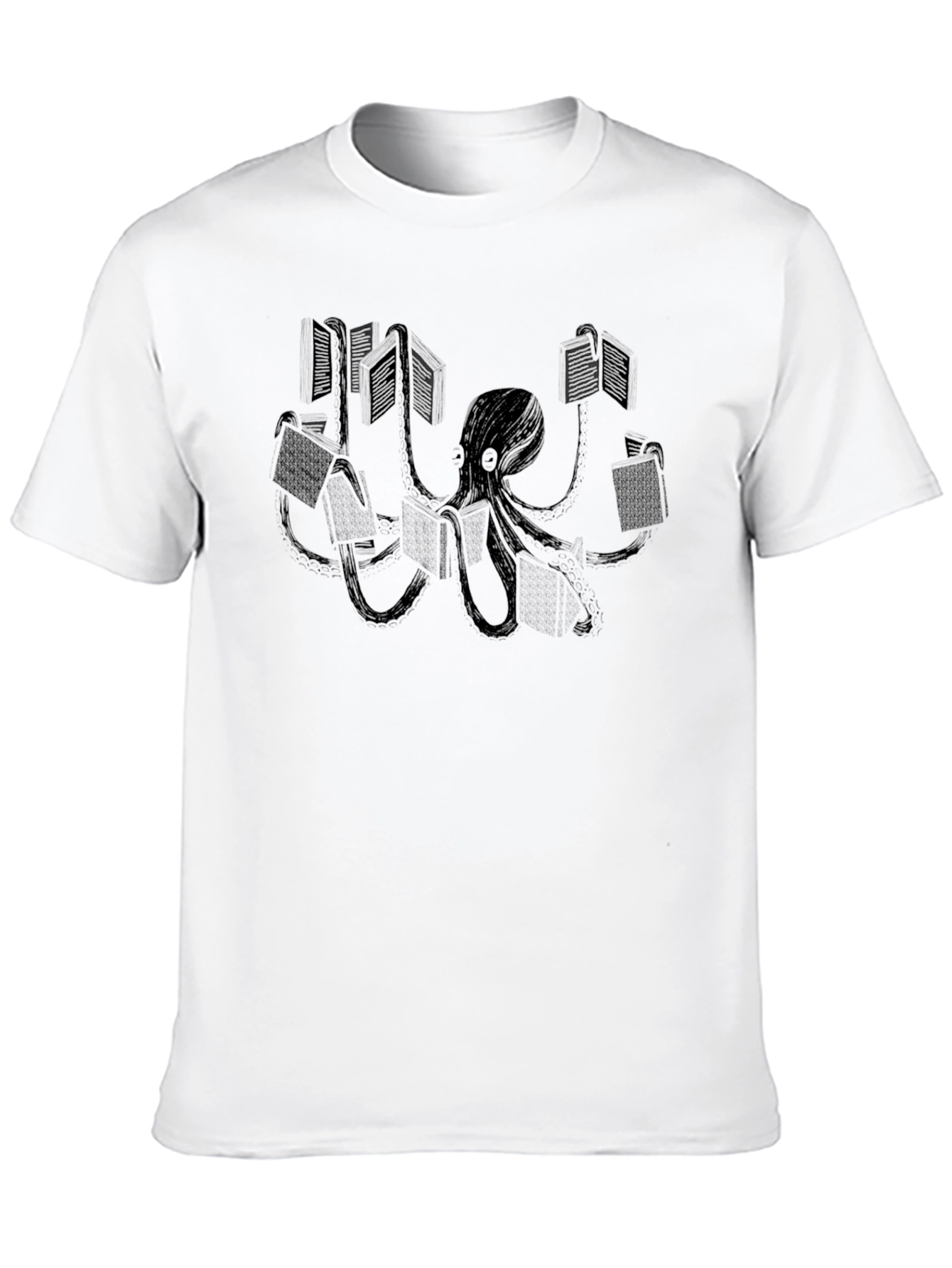 Black Octopus Reader Graphic Tee - Black Cotton T-Shirt view 10