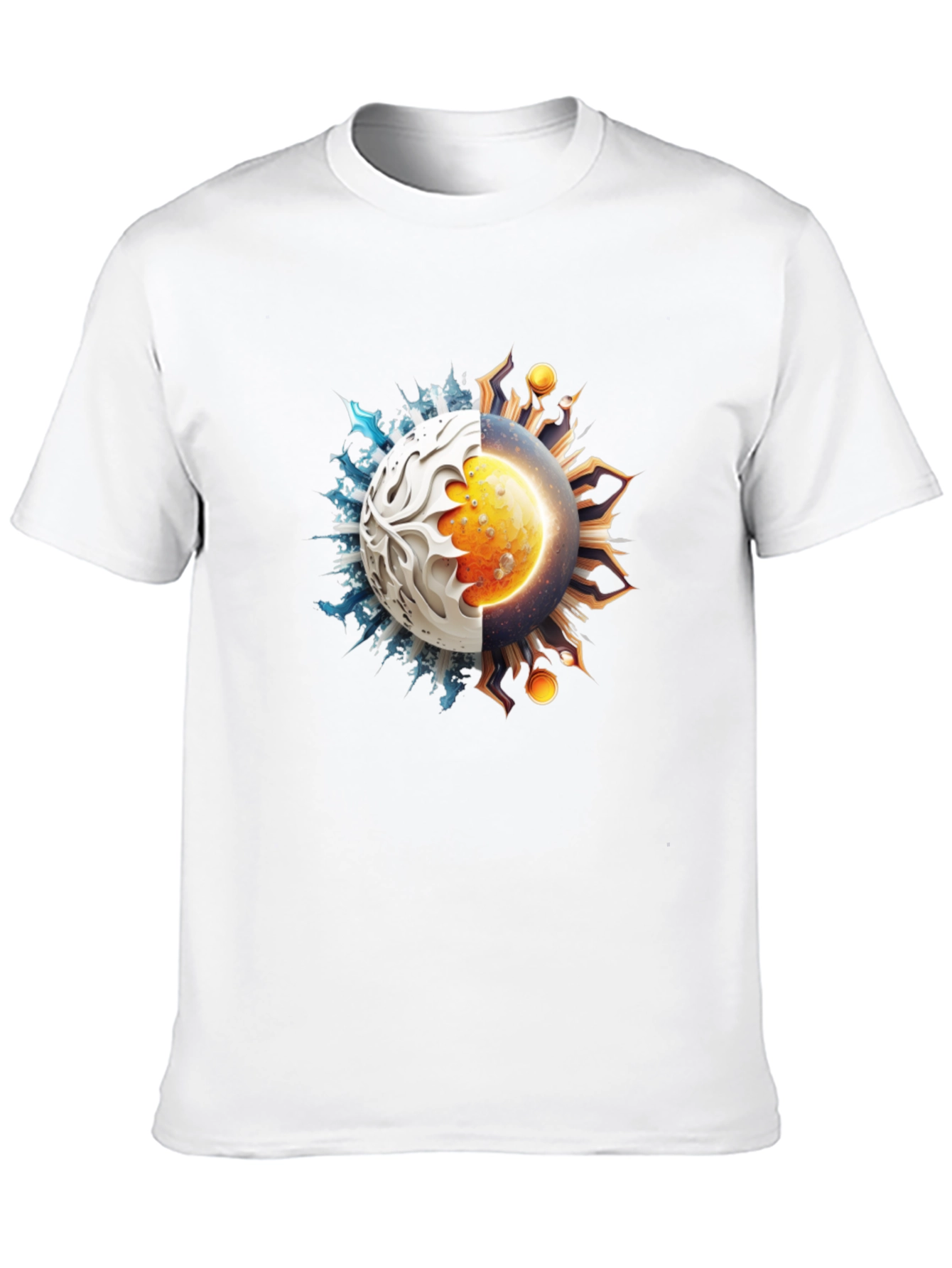 Black Yin Yang Sun and Ice Planet Graphic Tee view 10