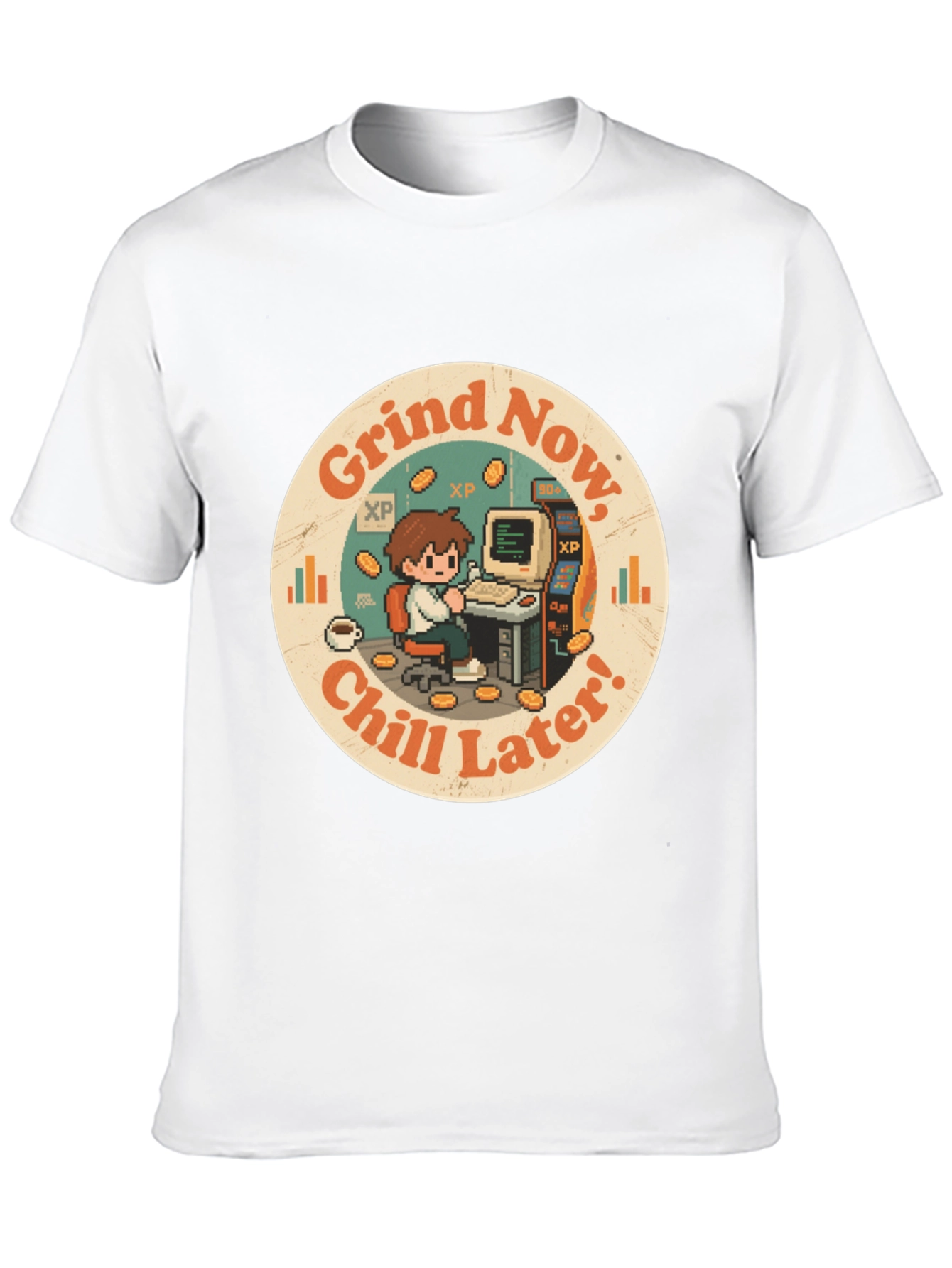 Black Grind Now, Chill Later T-Shirt - Gamer Style view 10