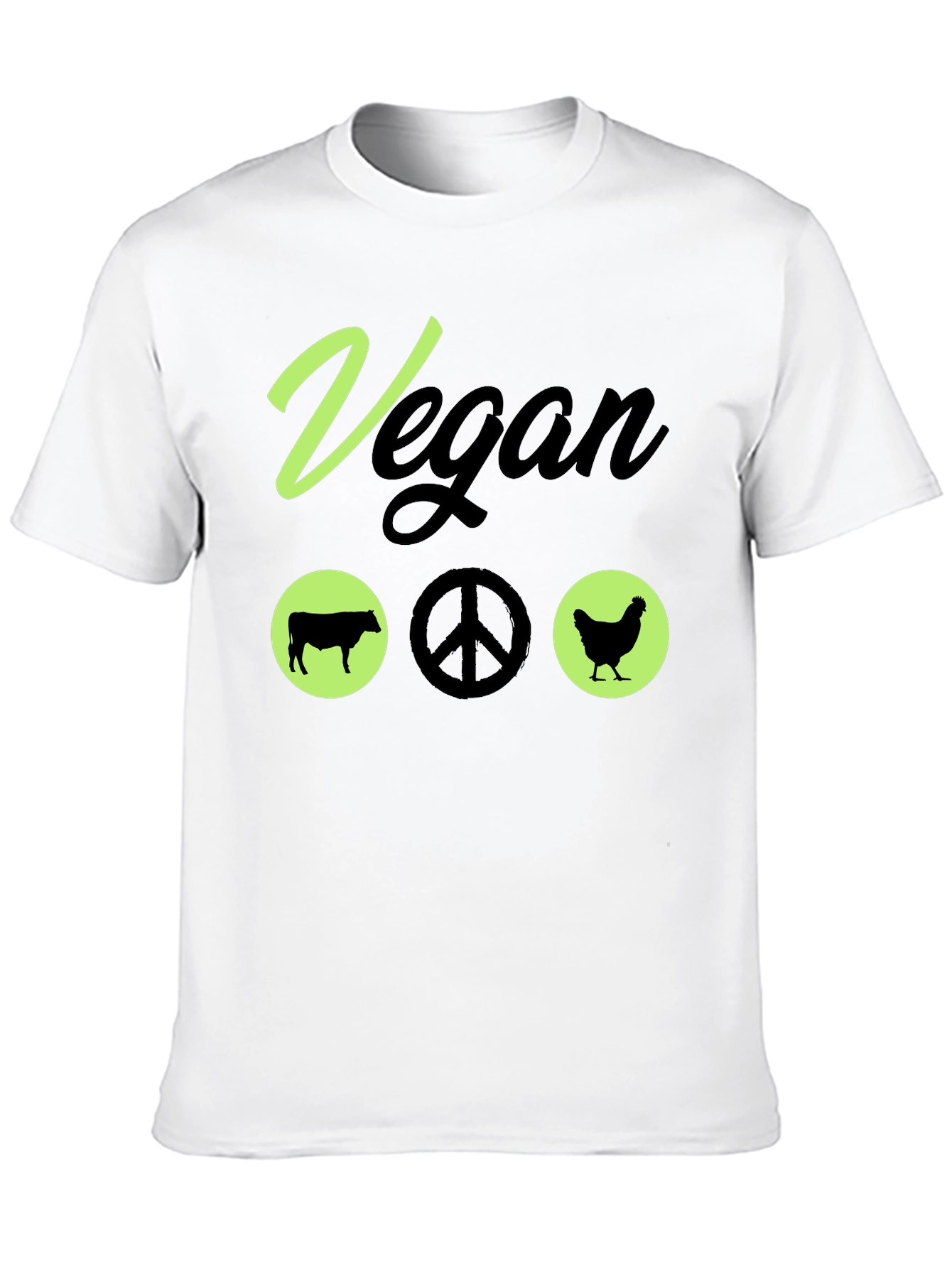 Black Vegan Peace T-Shirt Animal Lover Vegetarian Tee view 10