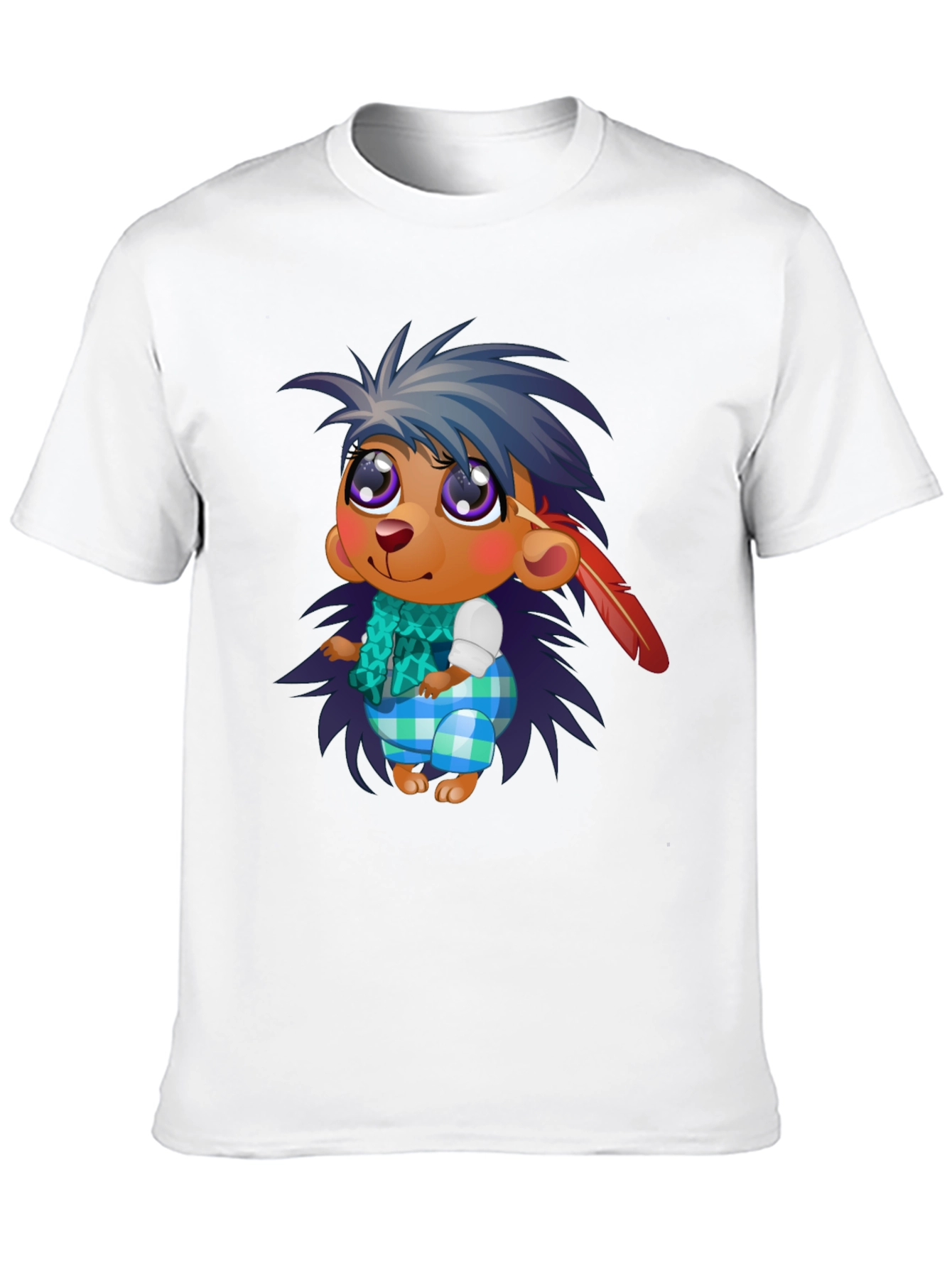 Black Cartoon Hedgehog Graphic Tee - Unisex Black T-Shirt view 10