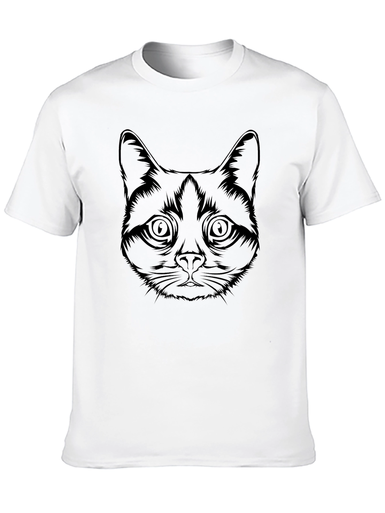 Black Men's Black Cat Face Graphic Tee view 10