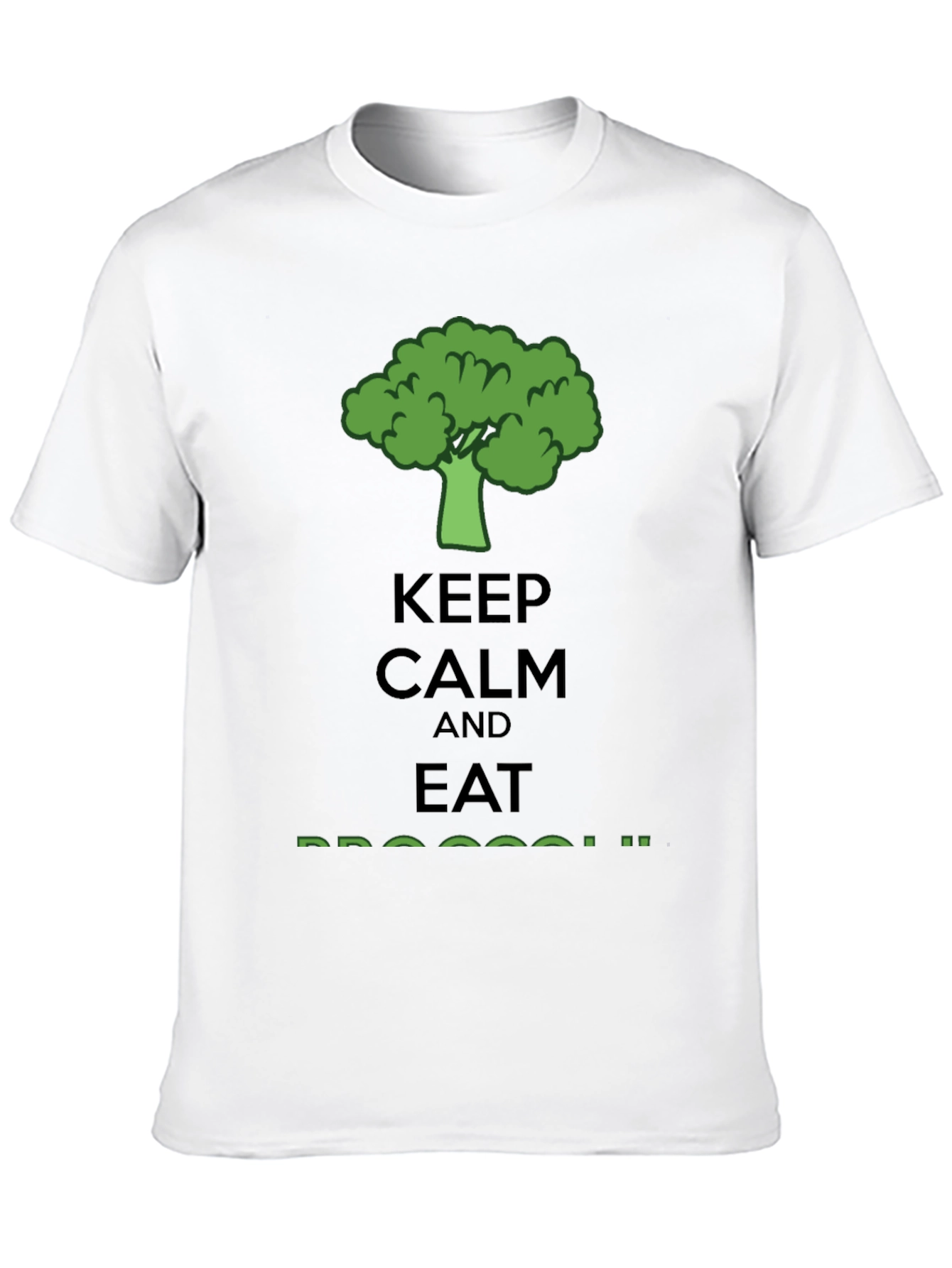 Black Keep Calm Eat Broccoli T-Shirt - Funny Vegan Tee view 10