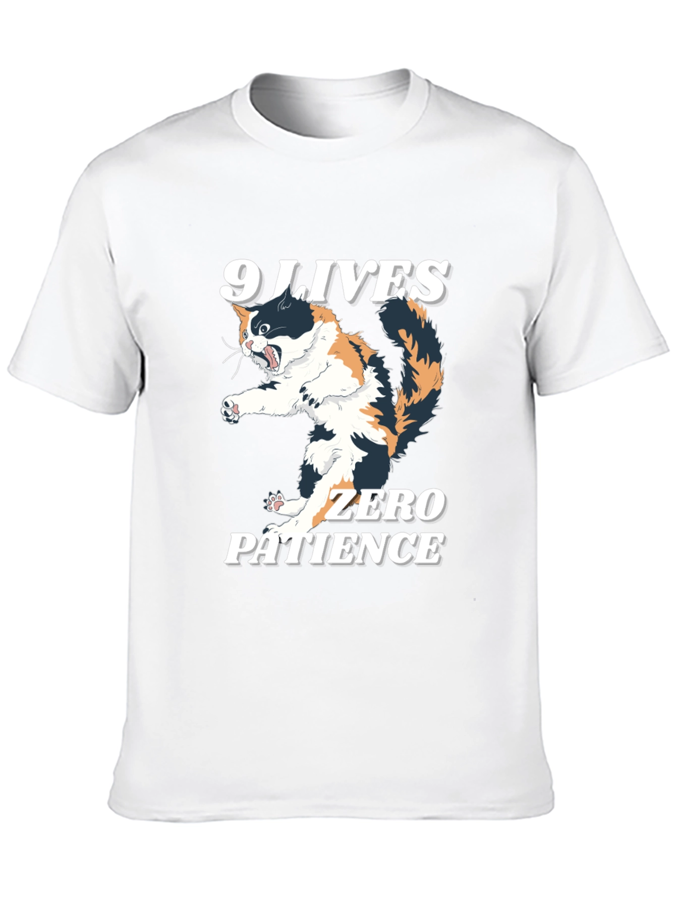 Black 9 Lives Zero Patience Cat Graphic Tee view 10