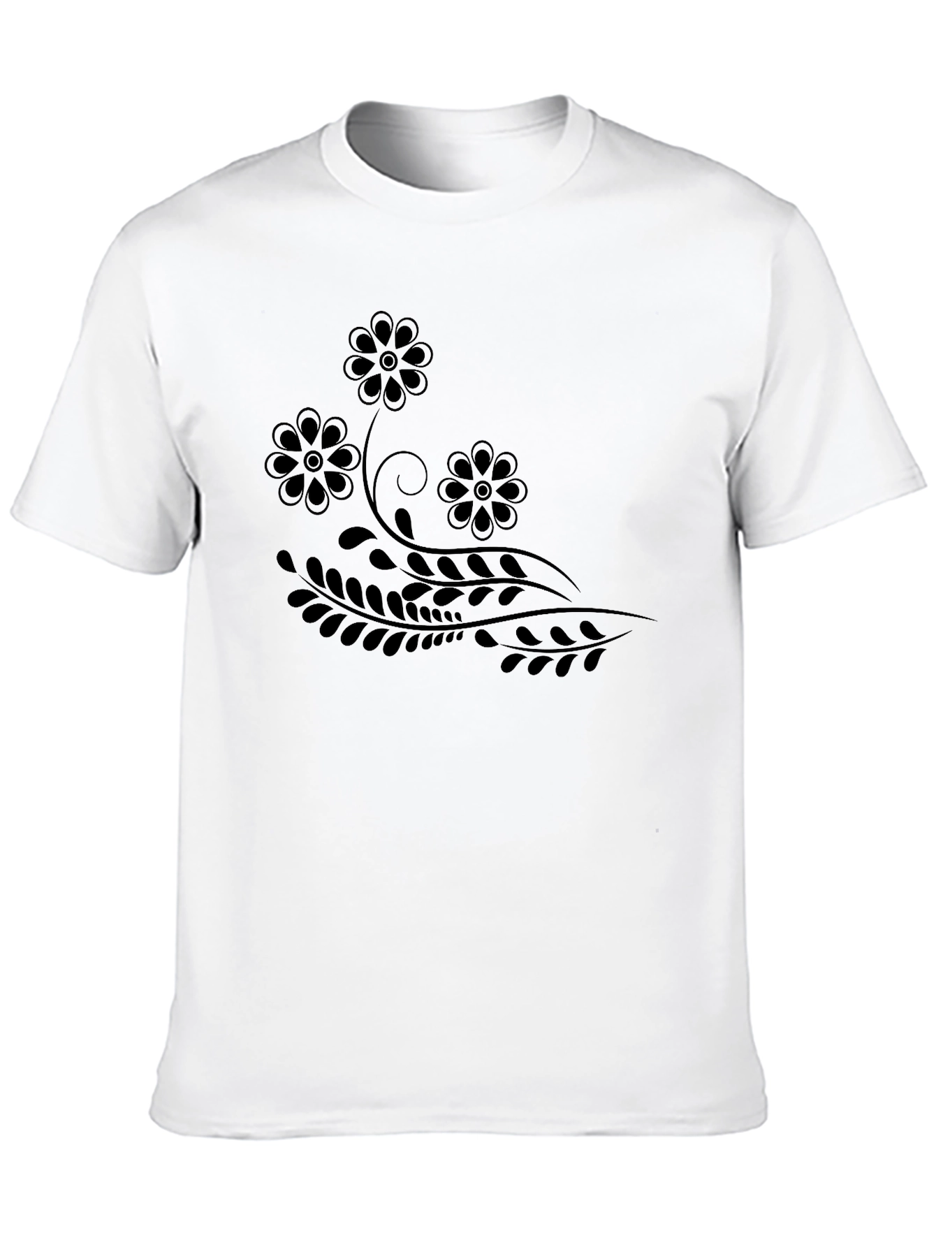 Black Floral Print Black T-Shirt view 10