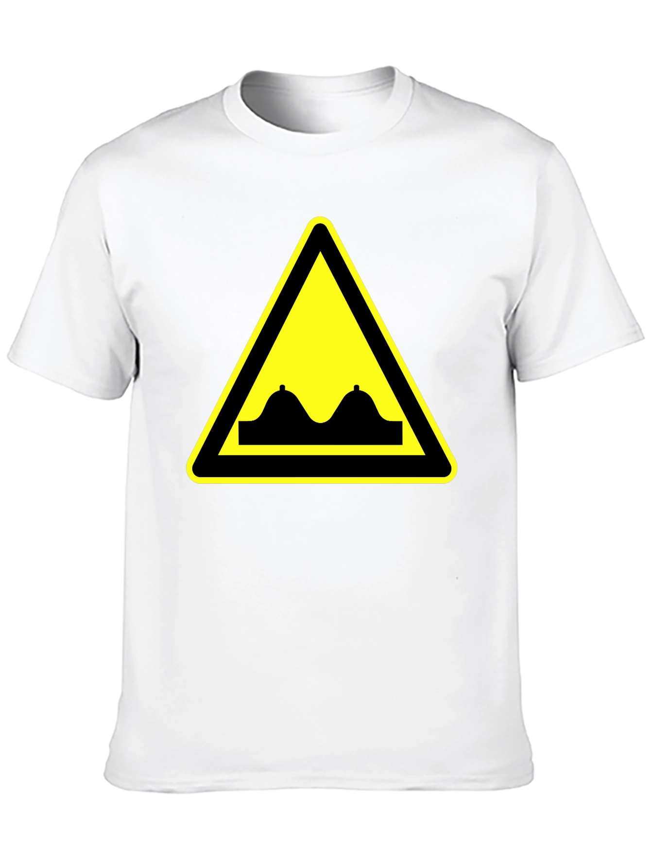 Black Funny Double Bump Warning Sign Black T-Shirt view 10