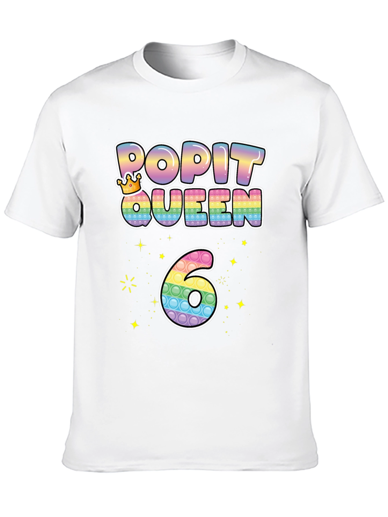 Black Pop It Queen 6th Birthday T-Shirt view 10