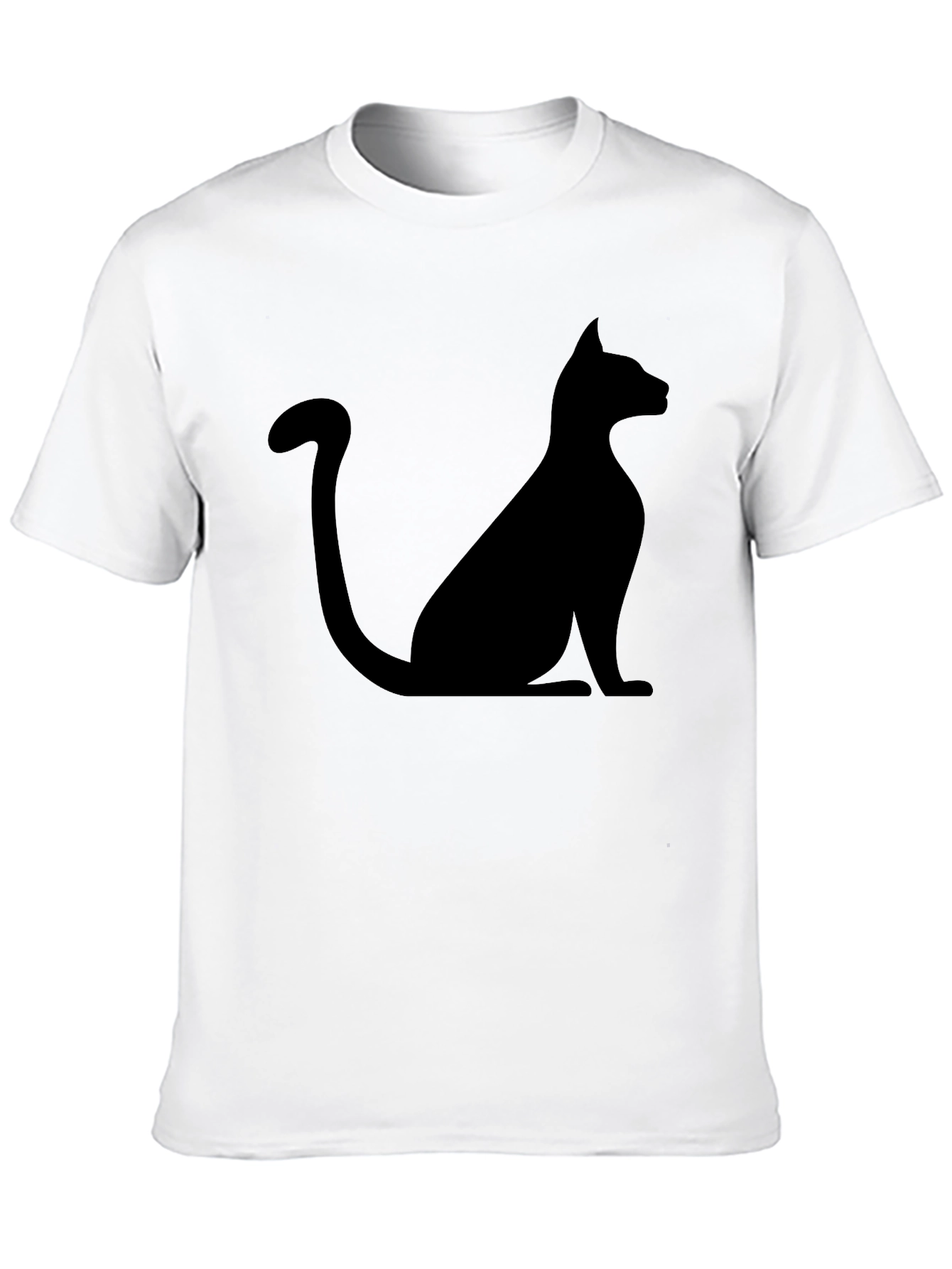 Black Men's Black Cat Silhouette Graphic T-Shirt view 10