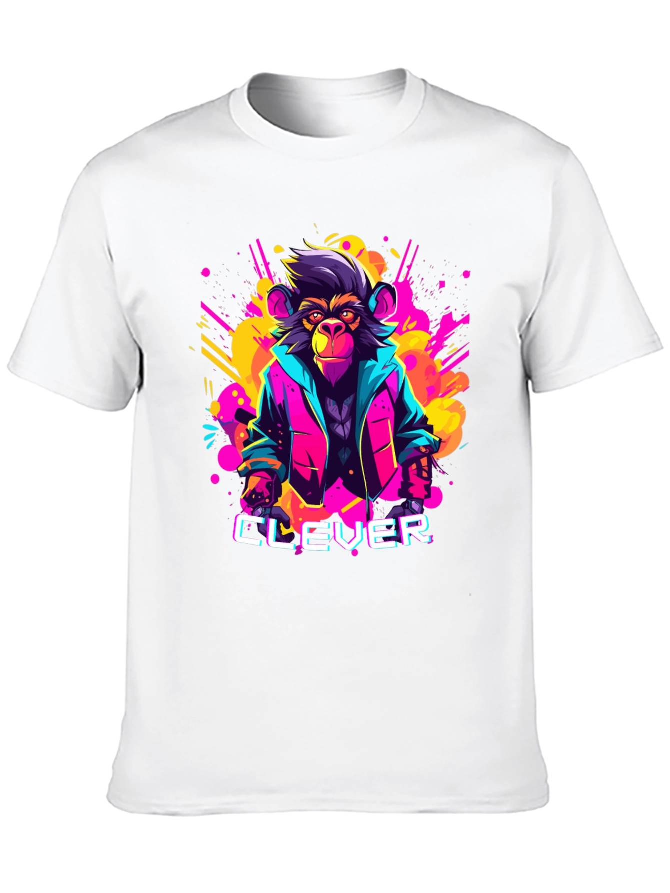 Black Clever Monkey Graphic Tee - Retro 80s Style view 10