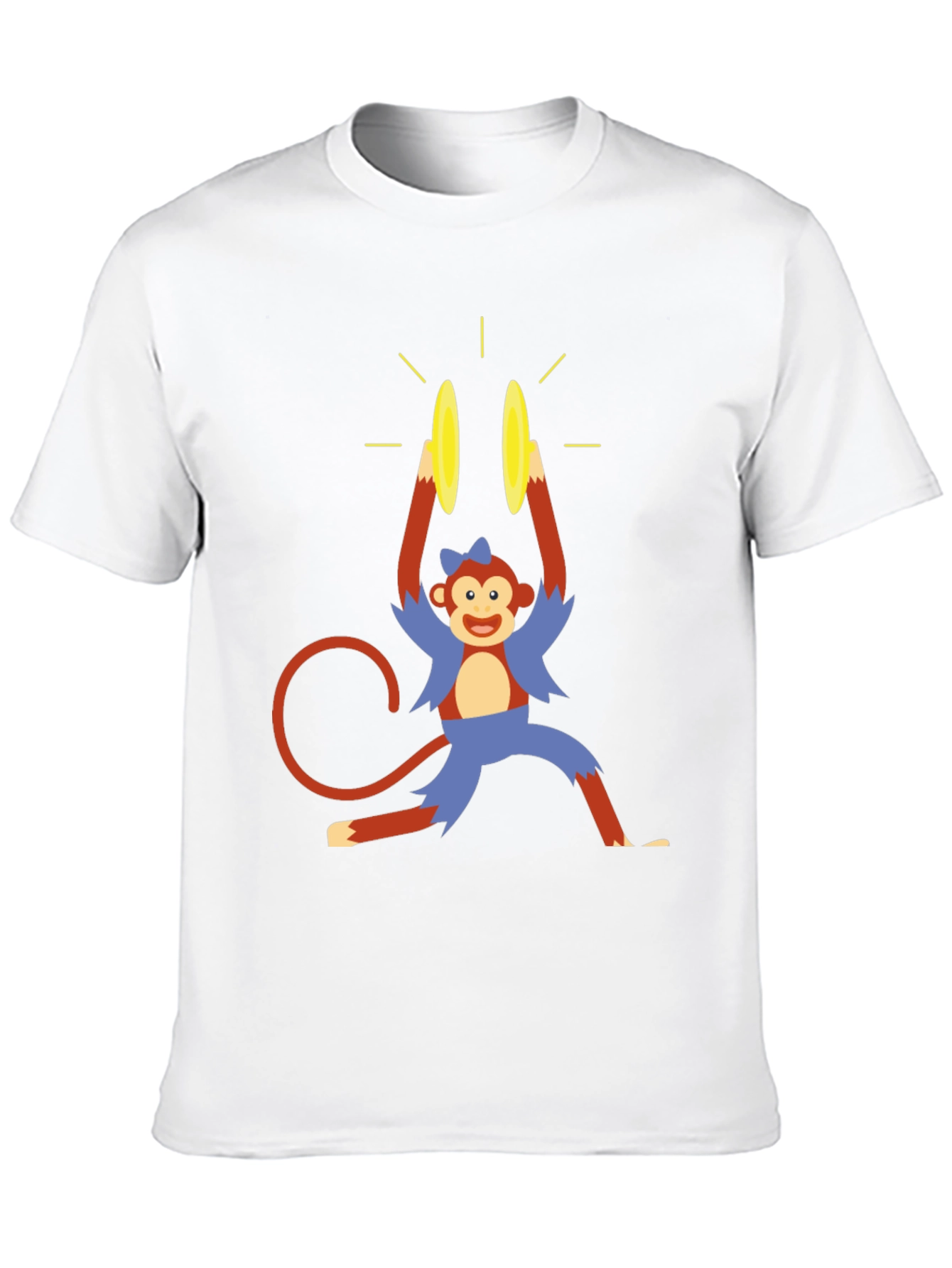 Black Monkey Cymbal T-Shirt - Funny Cartoon Design view 10