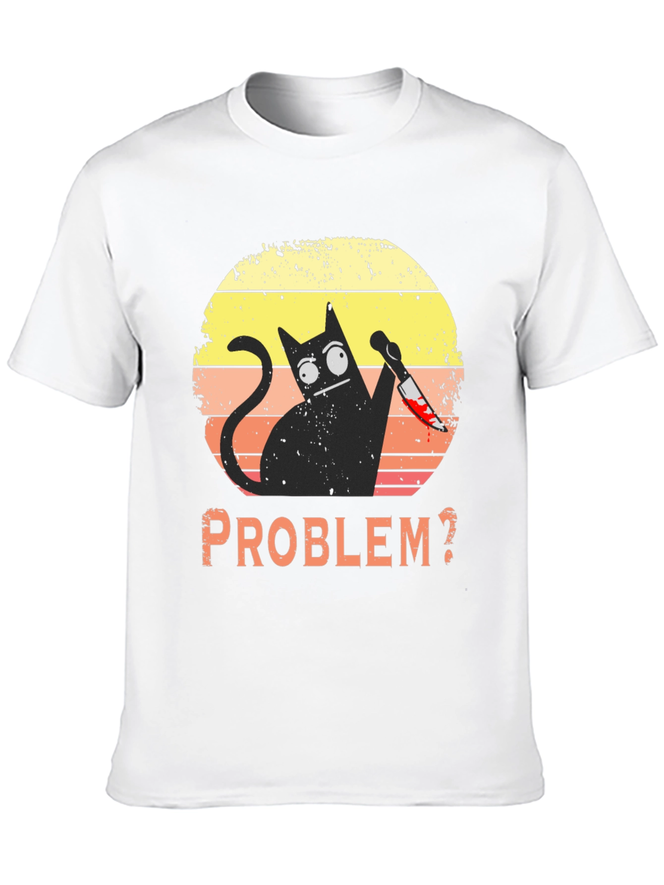 Black Problem Cat T-Shirt - Funny Graphic Tee view 10