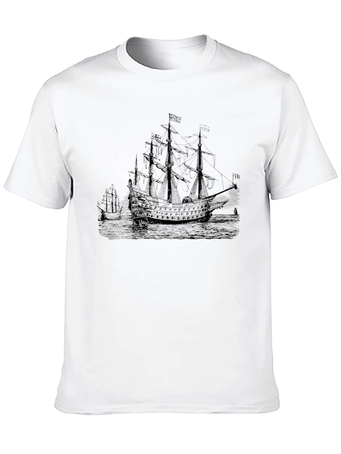 Black Vintage Ship Graphic Black T-Shirt view 10