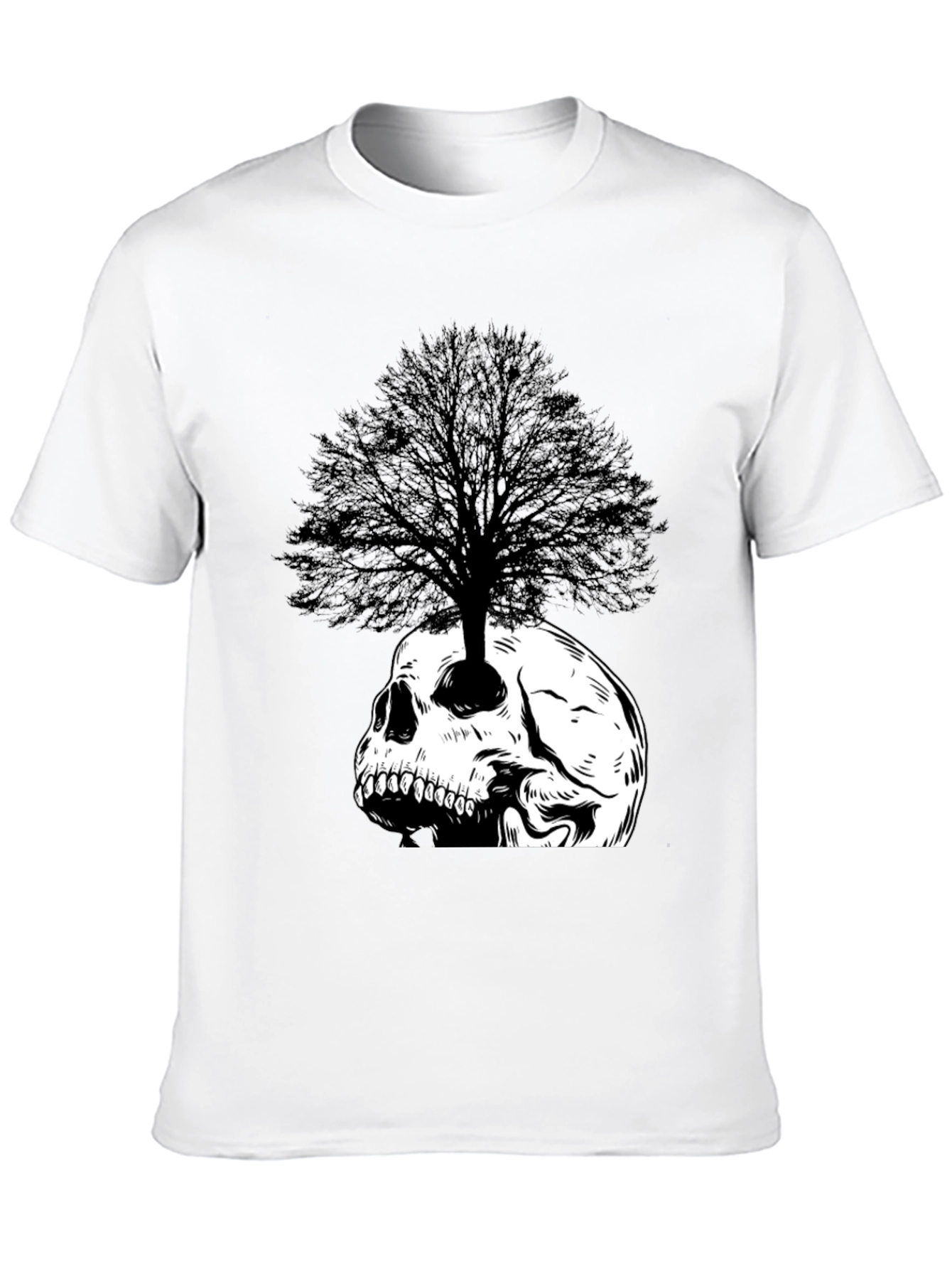 Black Skull Tree Graphic Tee - Black Cotton T-Shirt view 10