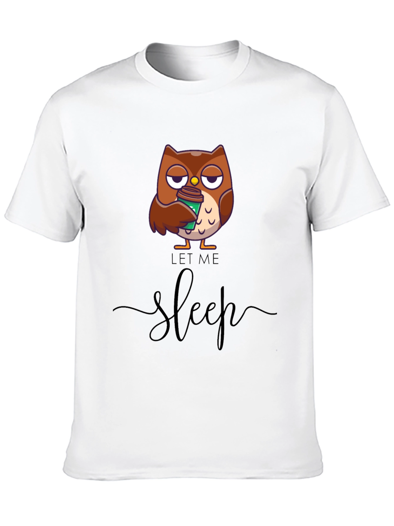 Black Let Me Sleep Owl T-Shirt - Coffee Lover Tee view 10