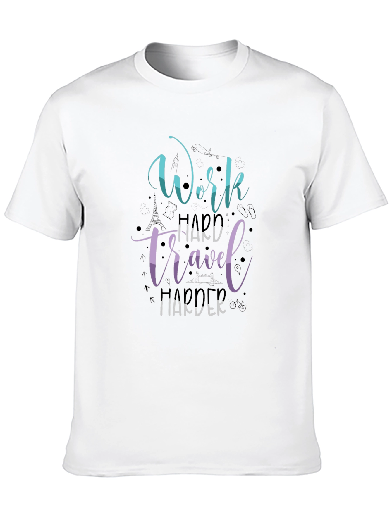 Black Work Travel Harder Graphic T-Shirt view 10