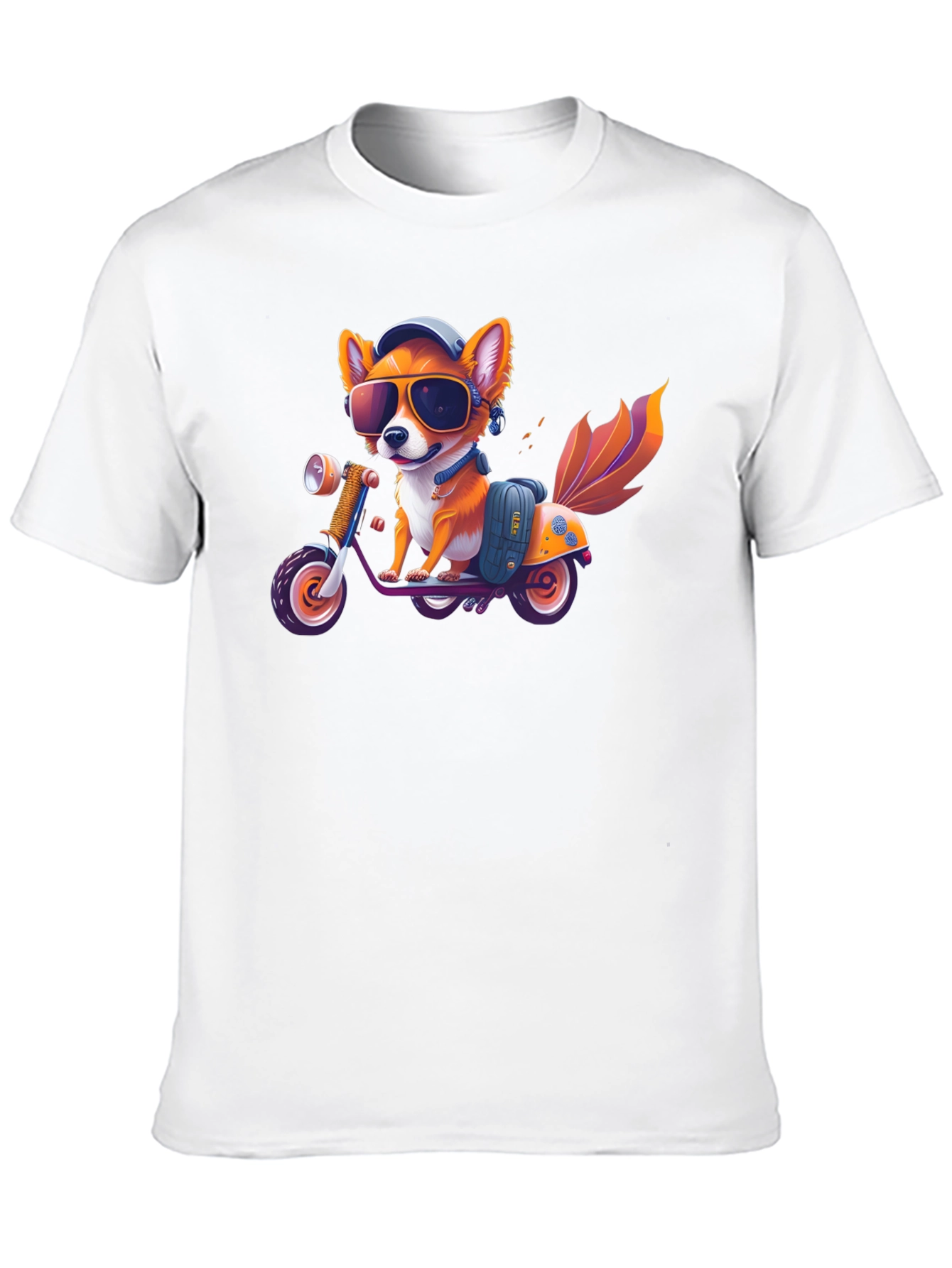 Black Cool Fox on Scooter Graphic T-Shirt view 10