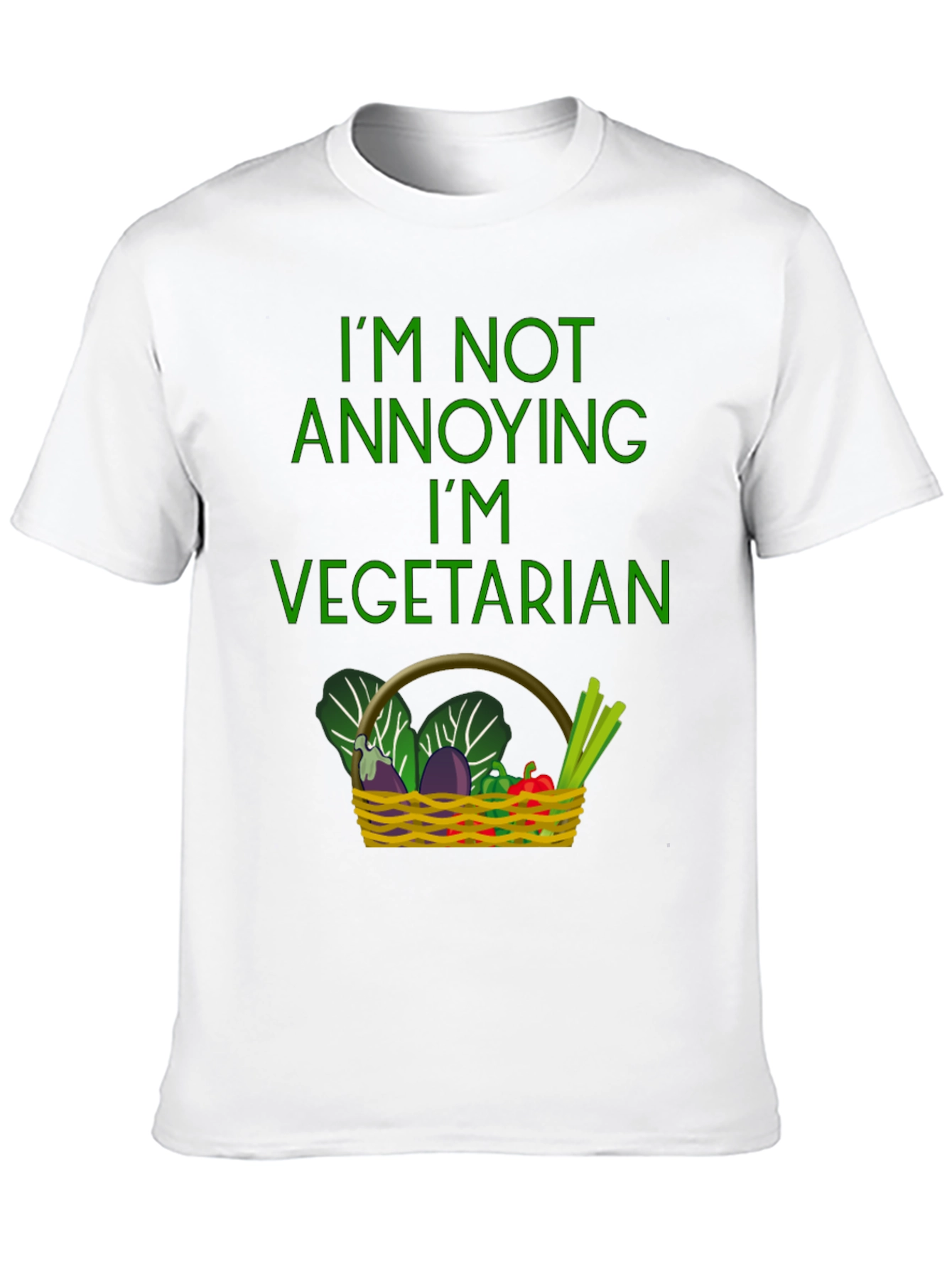 Black Funny Vegetarian T-Shirt - Basket of Veggies view 10