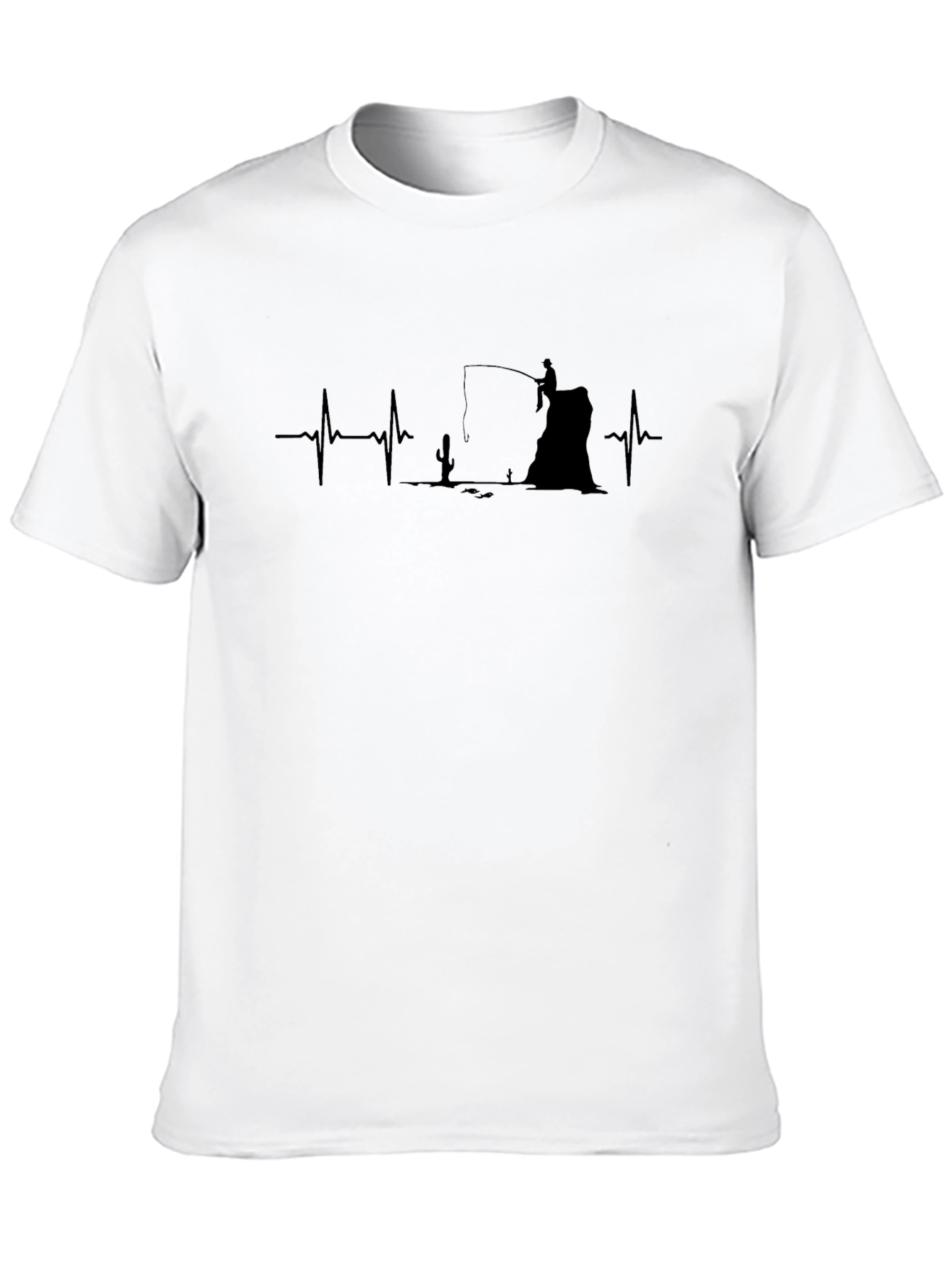 Black Fishing Heartbeat T-Shirt - Desert Angler view 10
